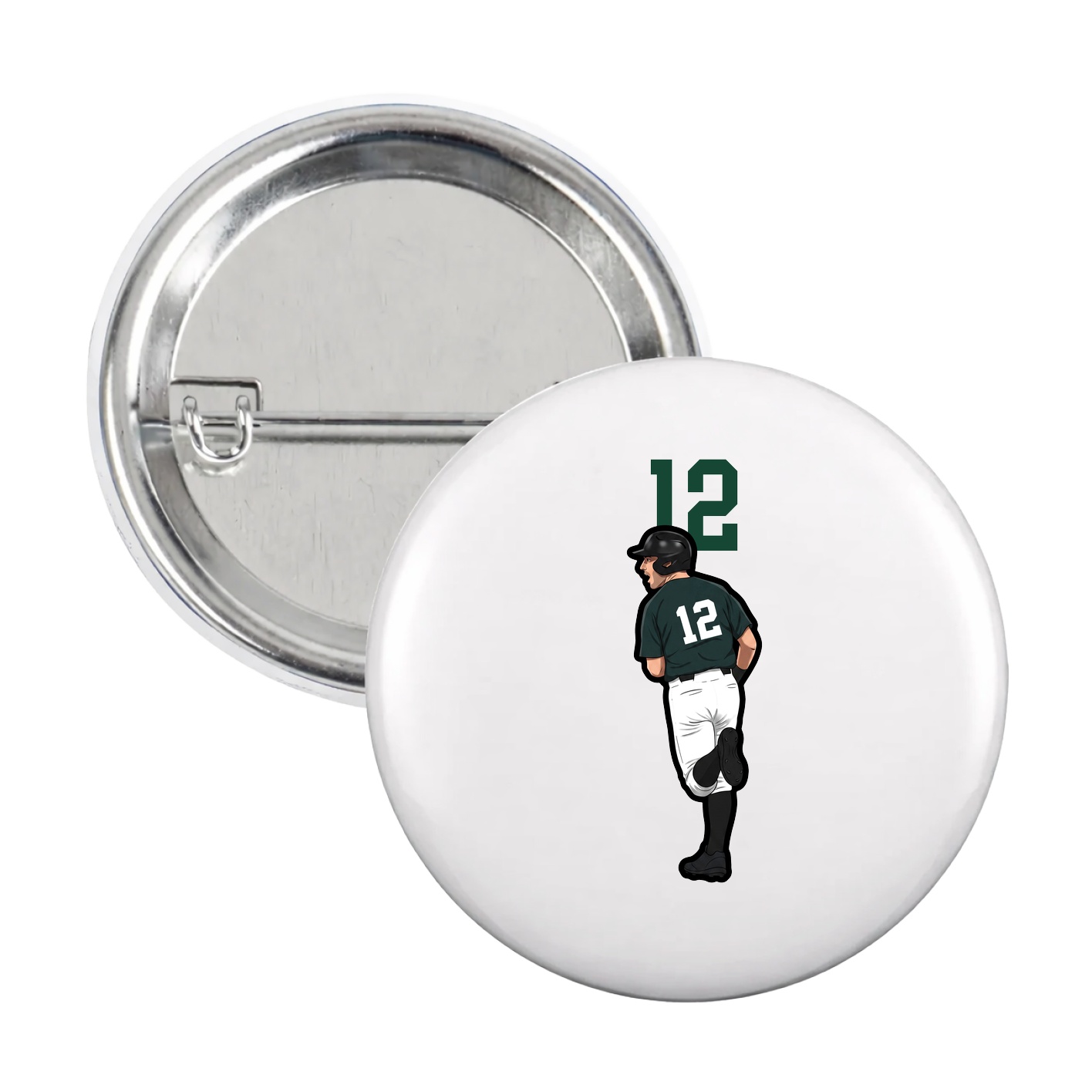 Game Day Button — Number Top in White