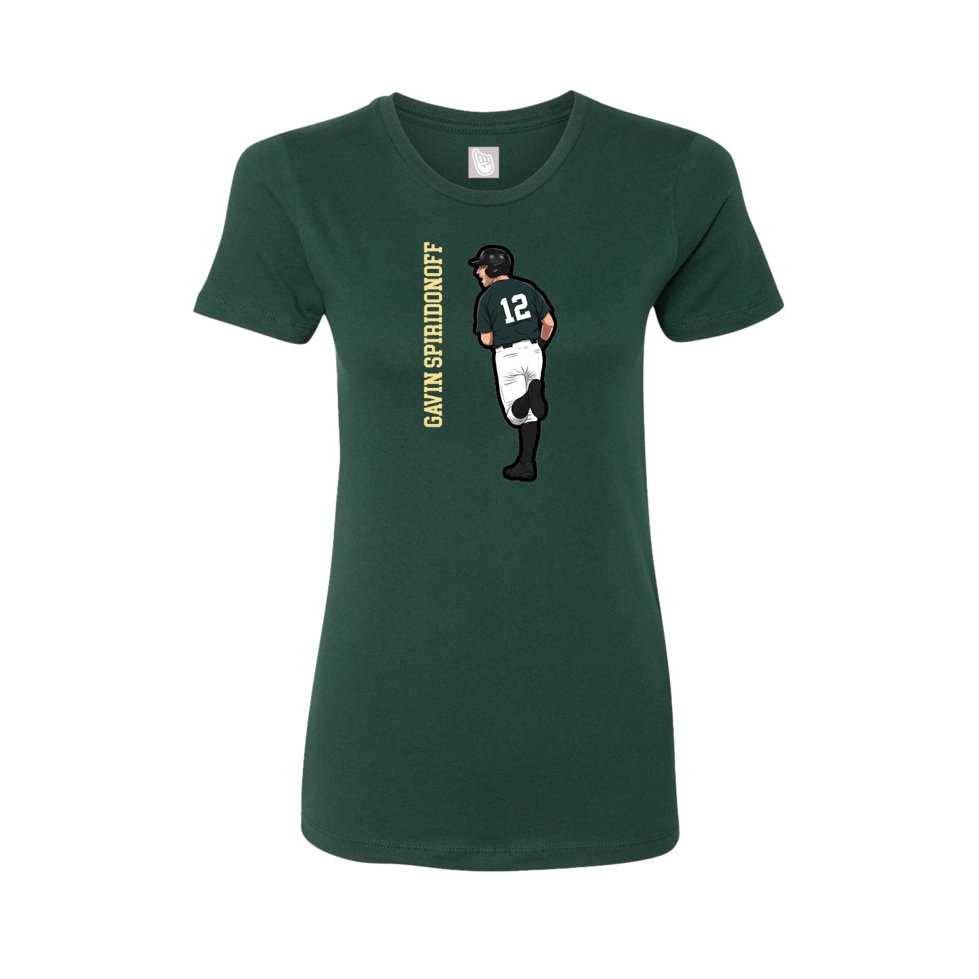 Fitted Women's Tee — Name Vertical in Green
