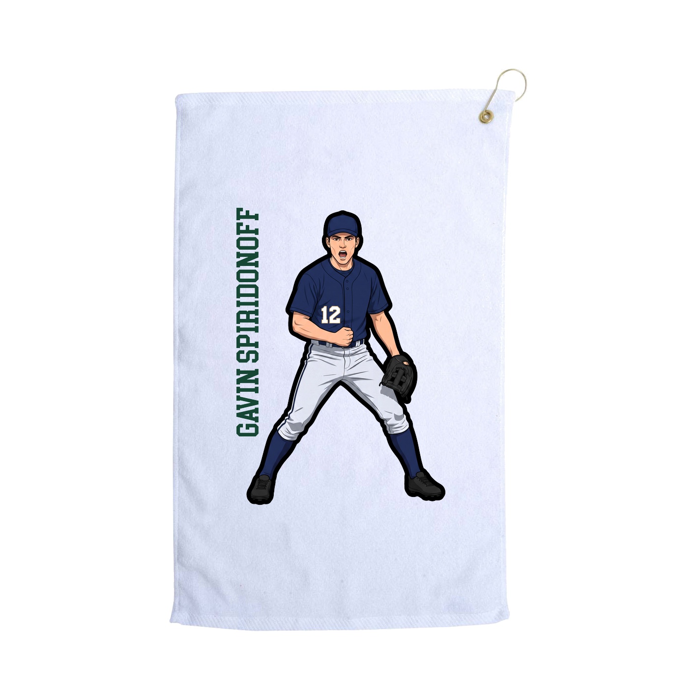 Golf Towel — Name Vertical in White