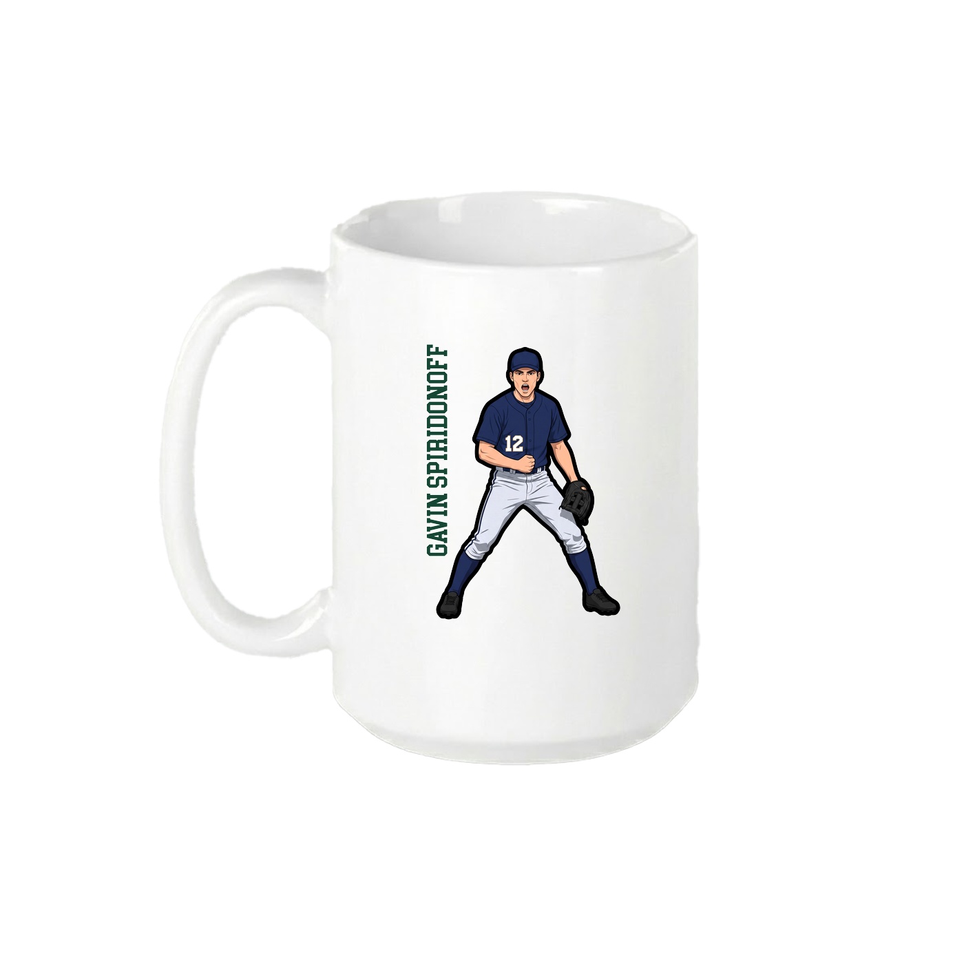 15oz Coffee Mug — Name Vertical in White