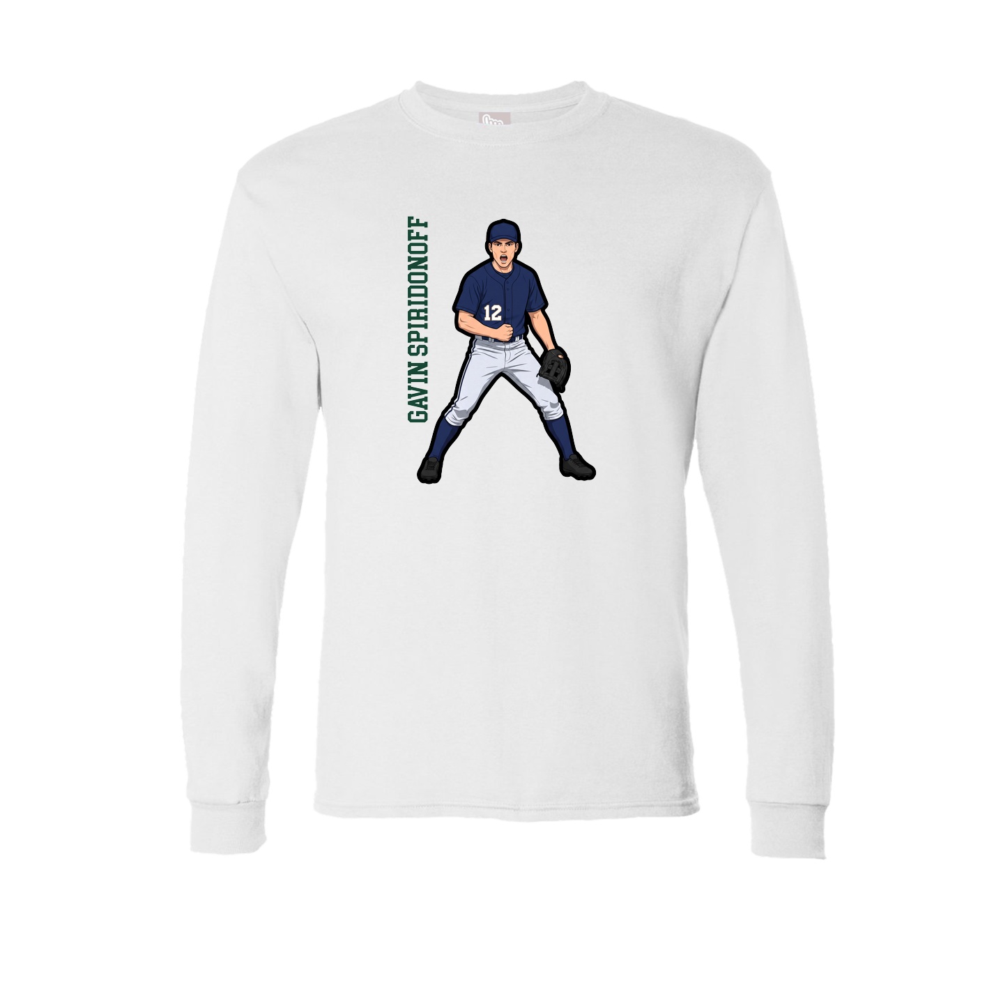 Long Sleeve Tee — Name Vertical in White