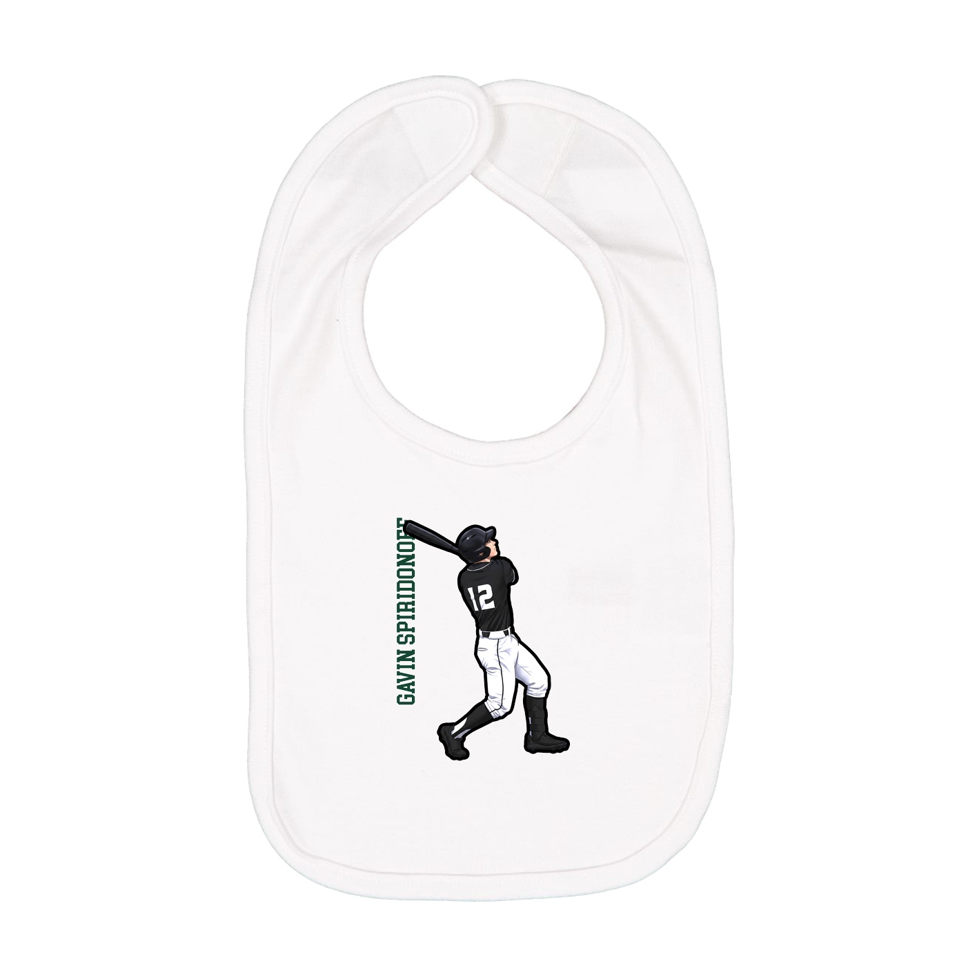 Infant Bib — Name Vertical in White