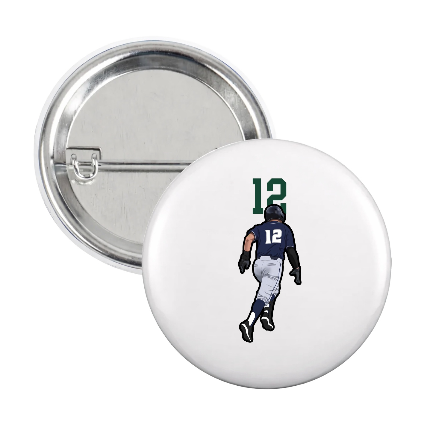Game Day Button — Number Top in White