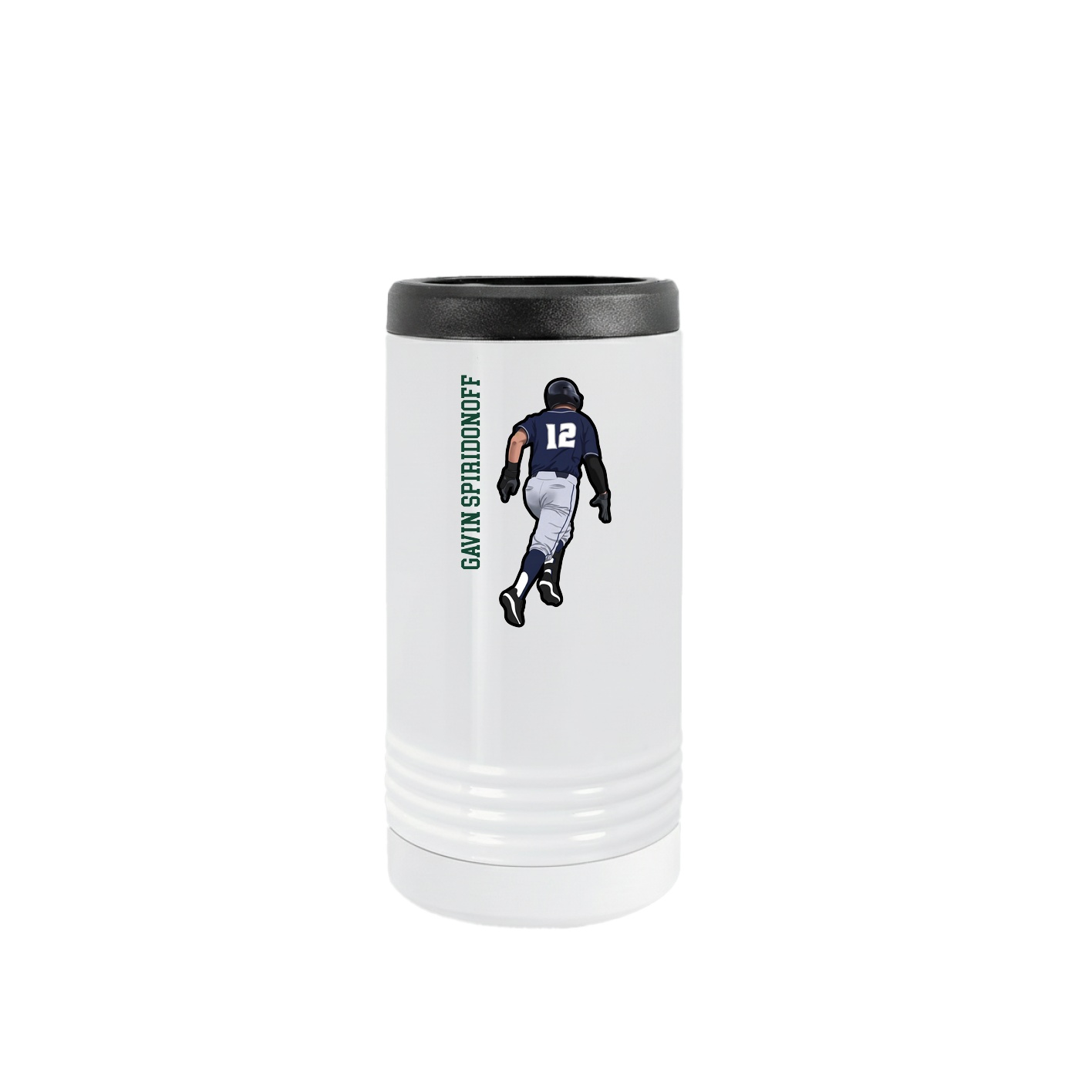 Slim Beverage Holder — Name Vertical in White