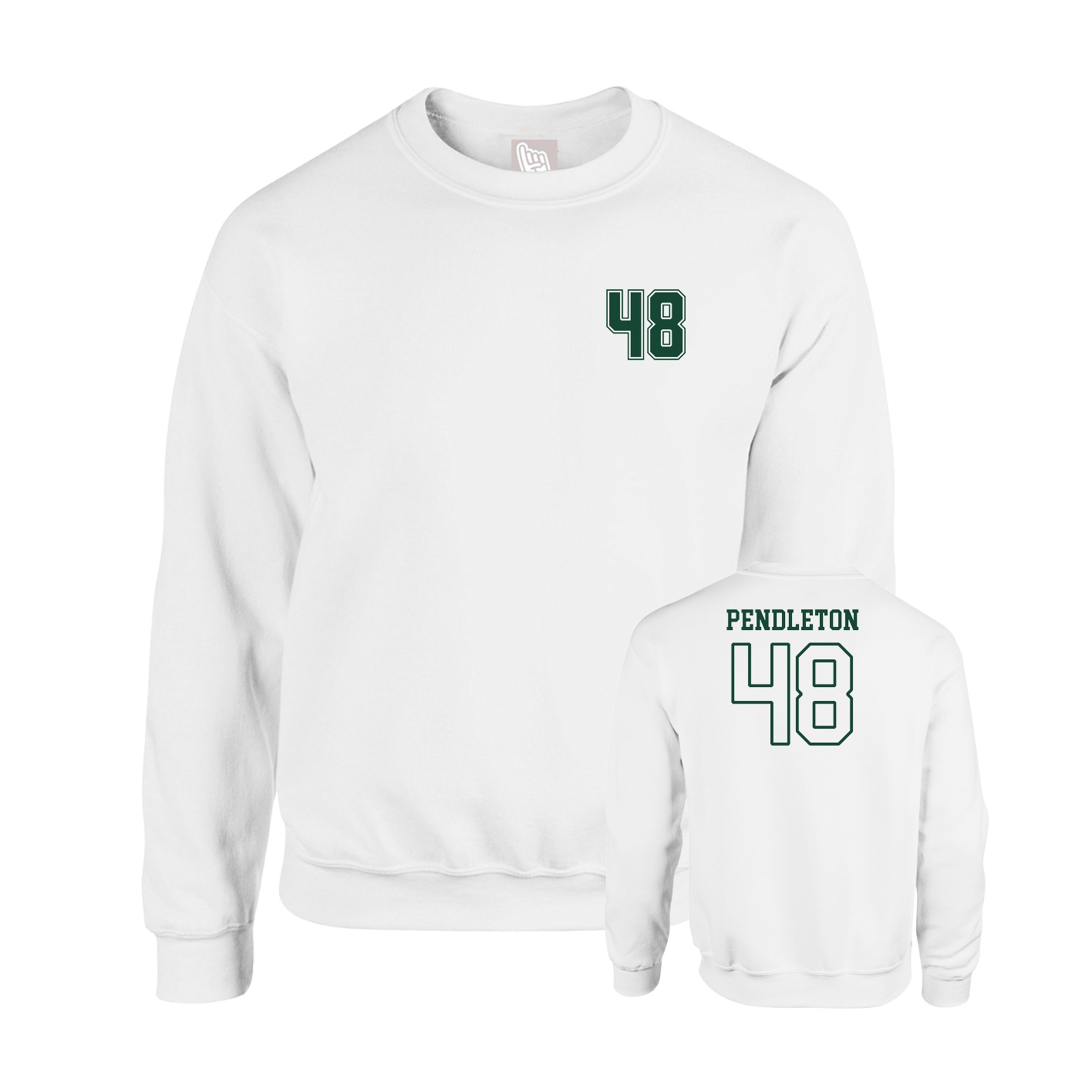 Fleece Crew — Chest Back in White