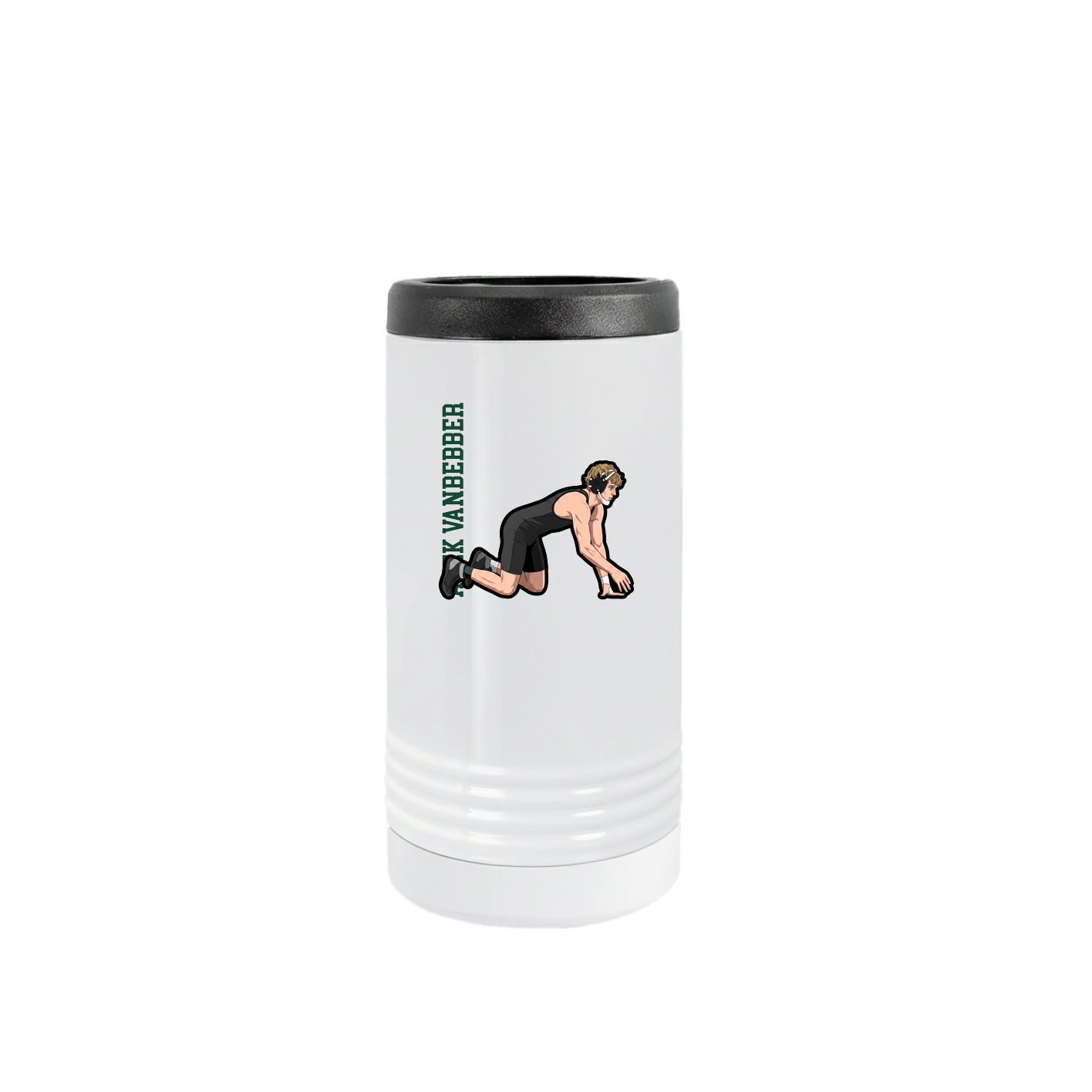 Slim Beverage Holder — Name Vertical in White