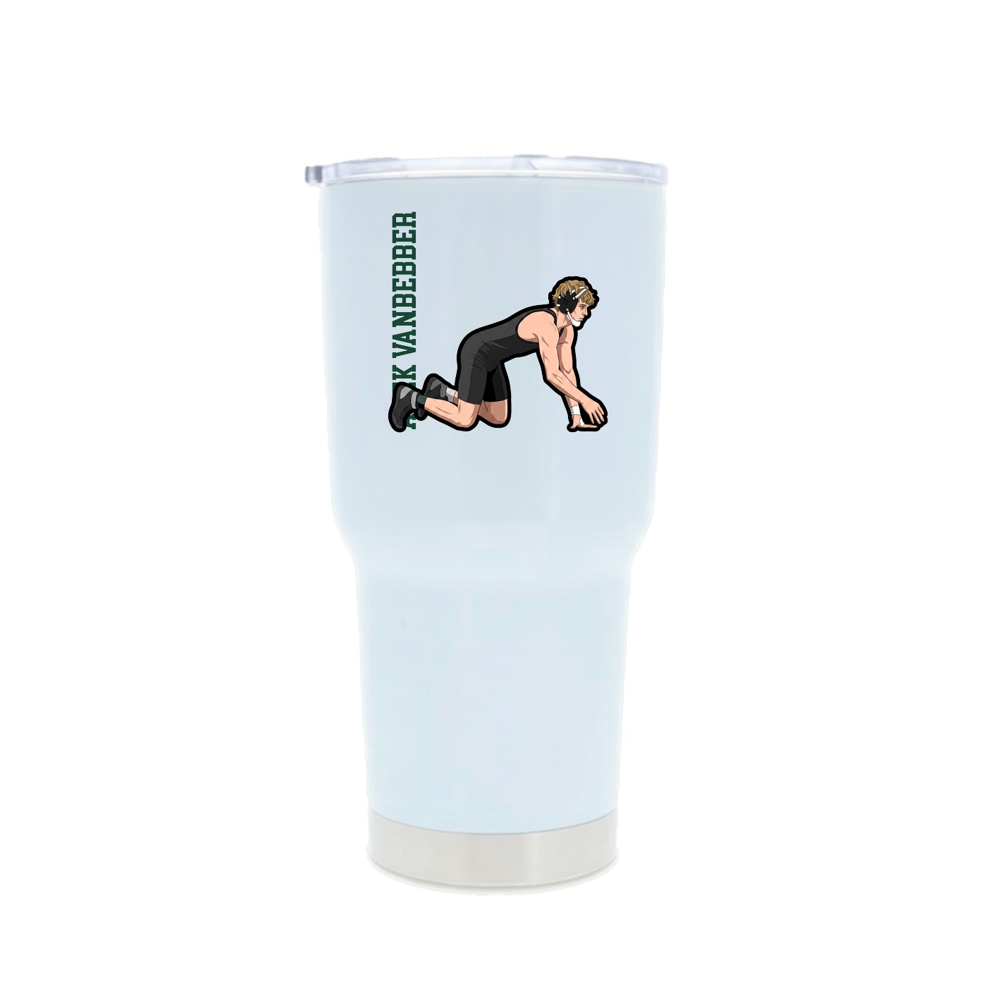 30oz Stainless Steel Tumbler — Name Vertical in White