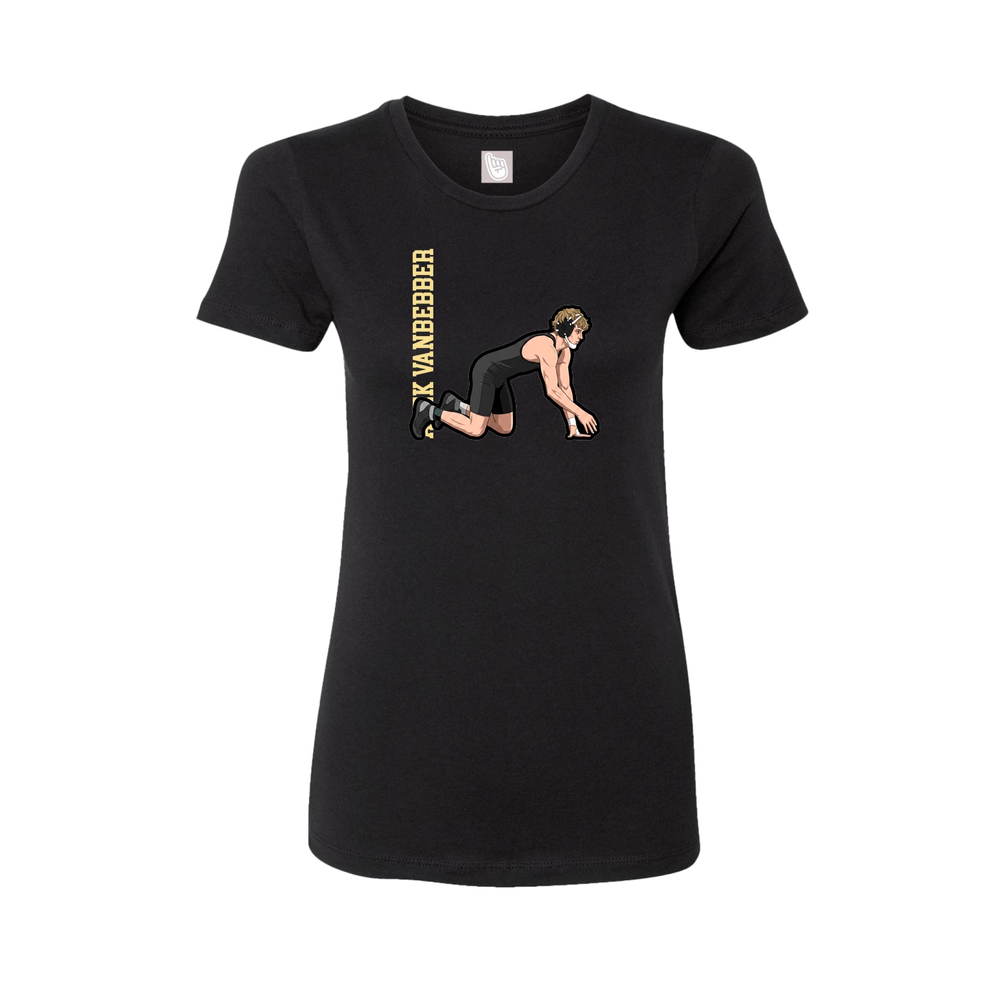 Fitted Women's Tee — Name Vertical in Black