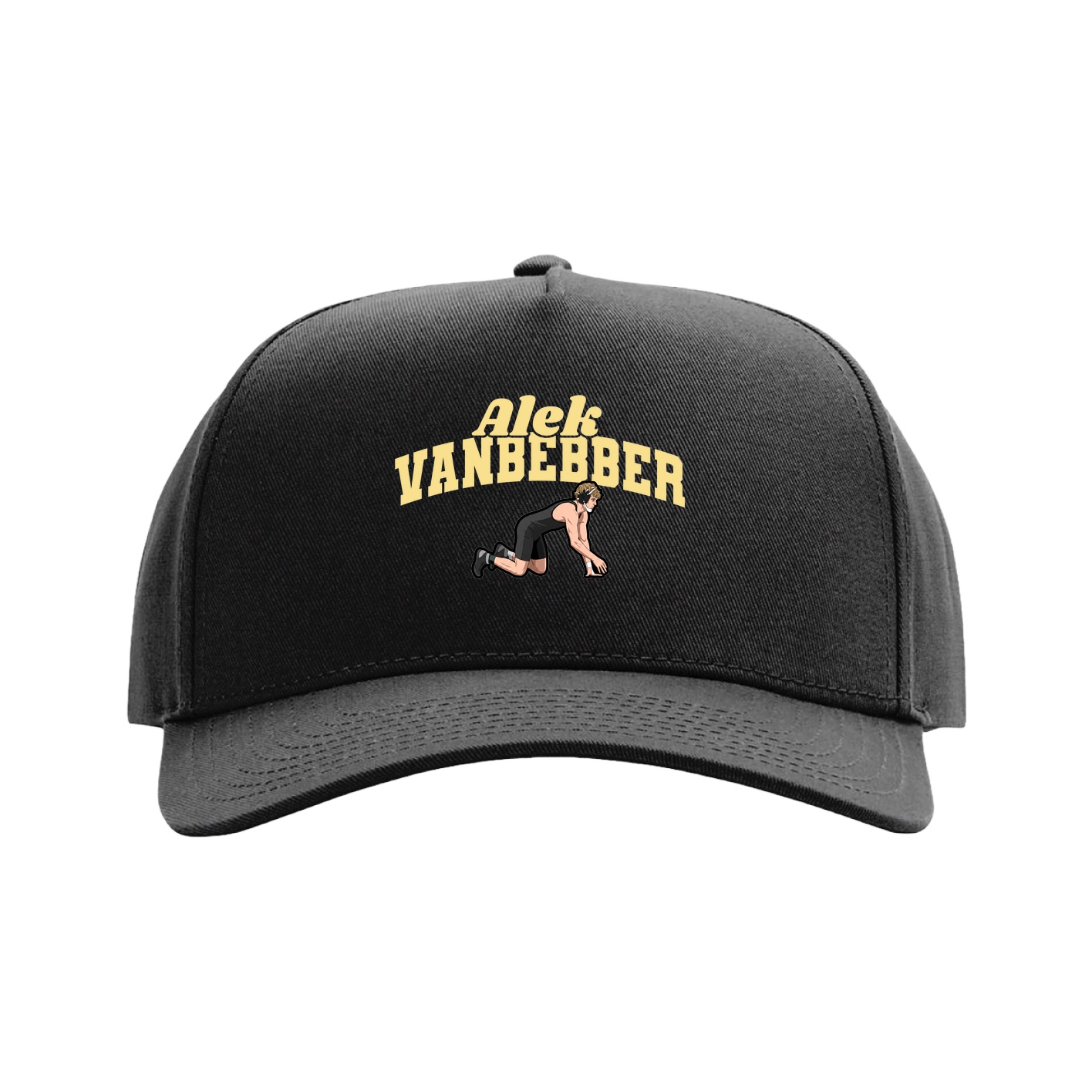 Full Fabric Five-Panel Champ Cap — Signature Arch in Black