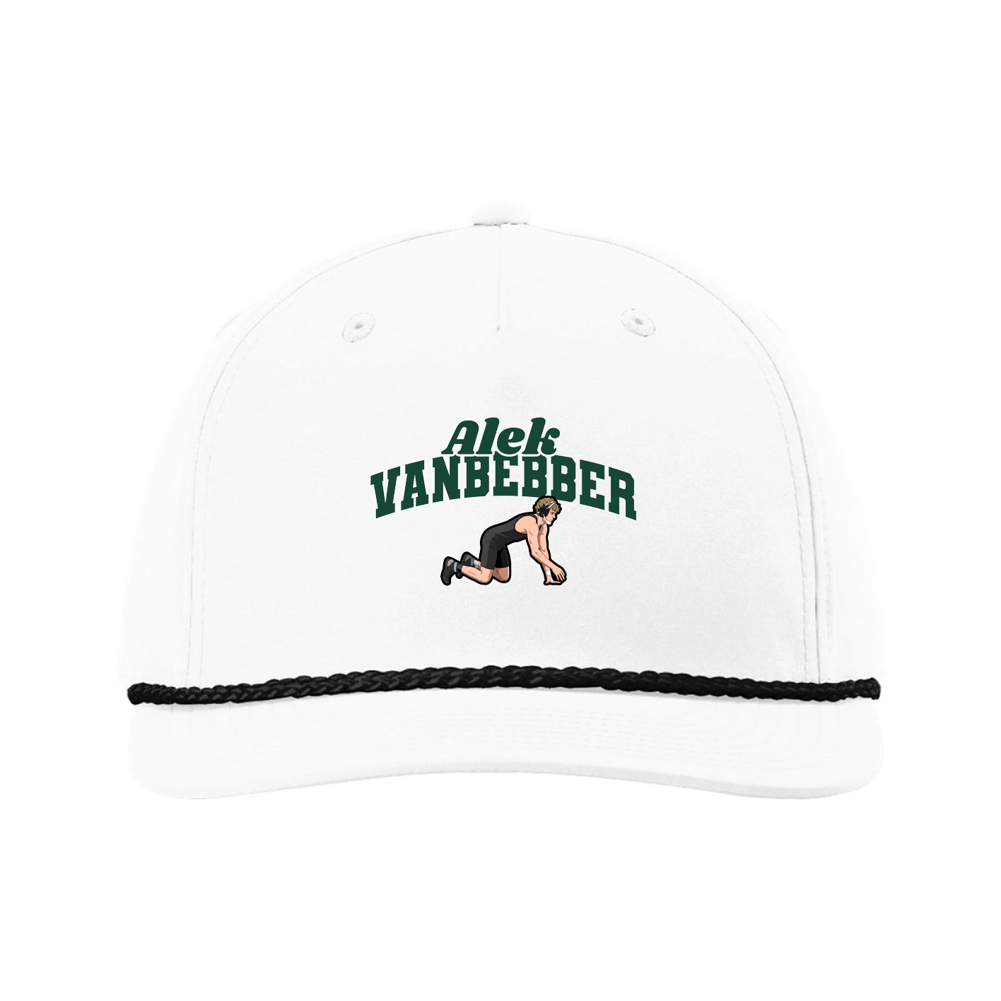 Five-Panel Classic Rope Cap — Signature Arch in White