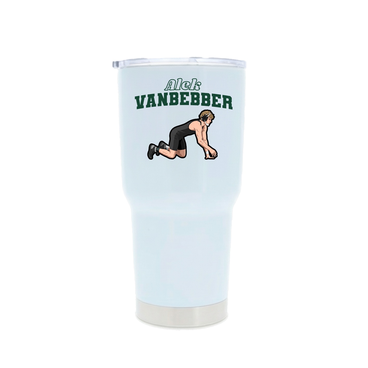 30oz Stainless Steel Tumbler — Name Arch in White