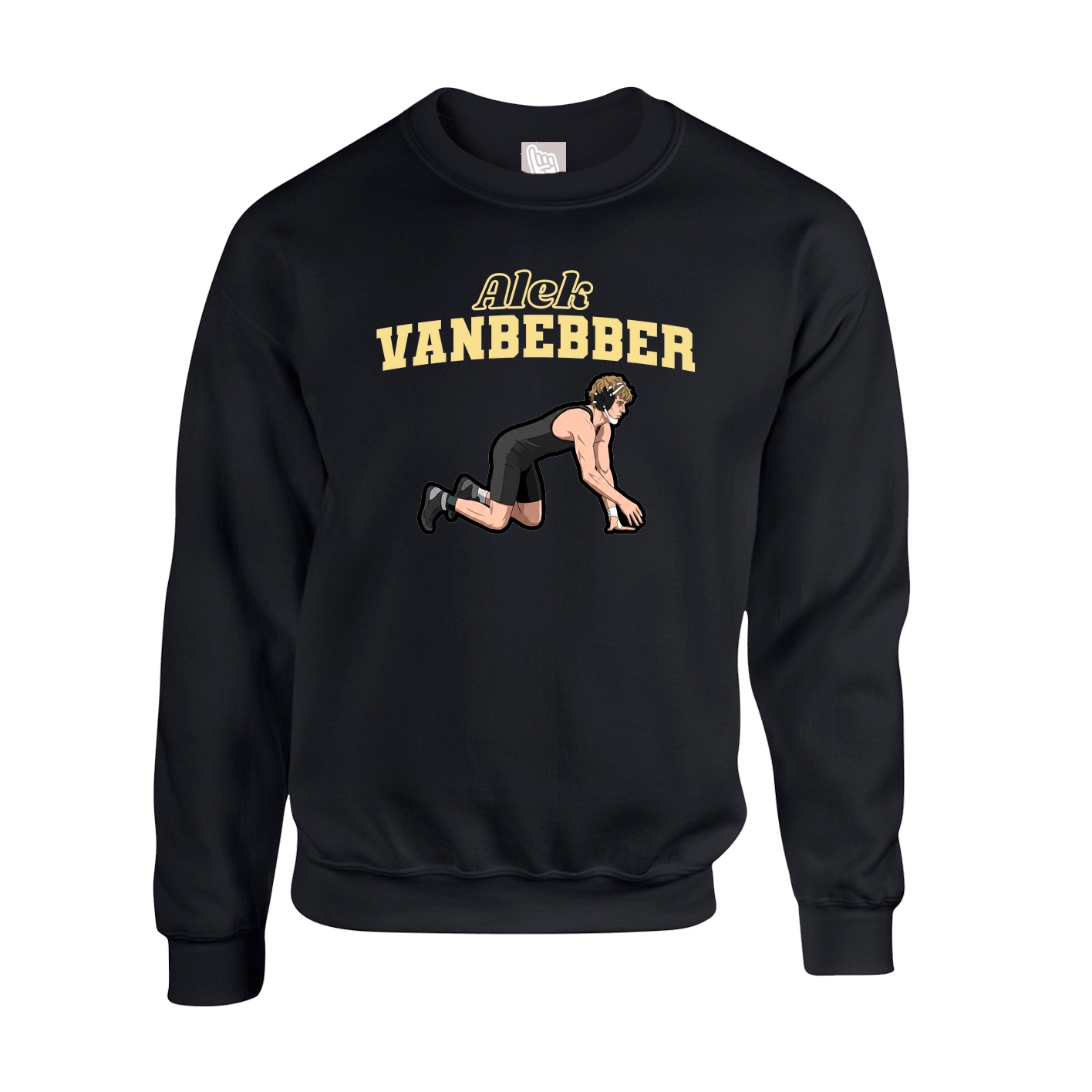 Fleece Crew — Name Arch in Black
