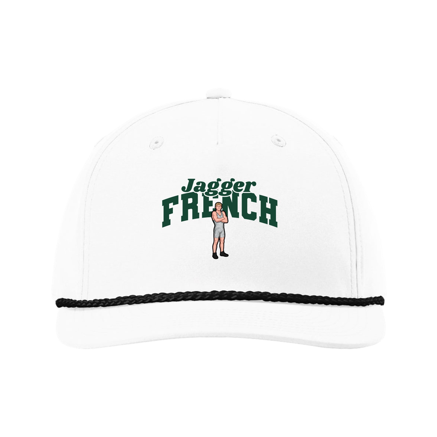 Five-Panel Classic Rope Cap — Signature Arch in White