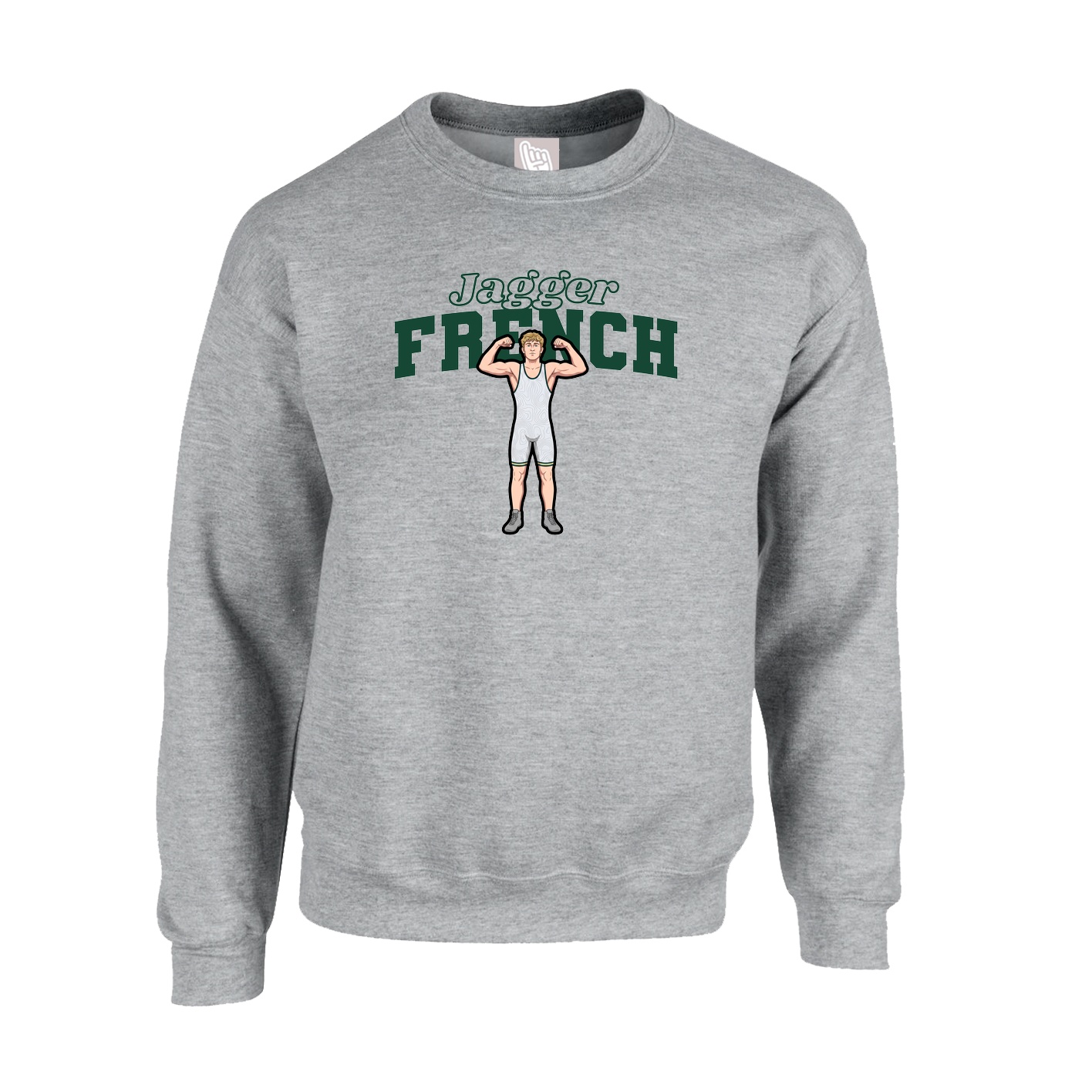 Fleece Crew — Name Arch in Grey