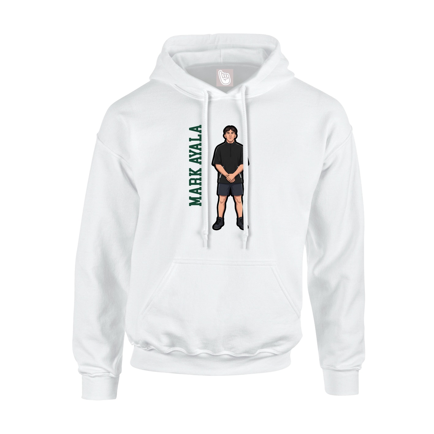 Youth Hoodie — Name Vertical in White