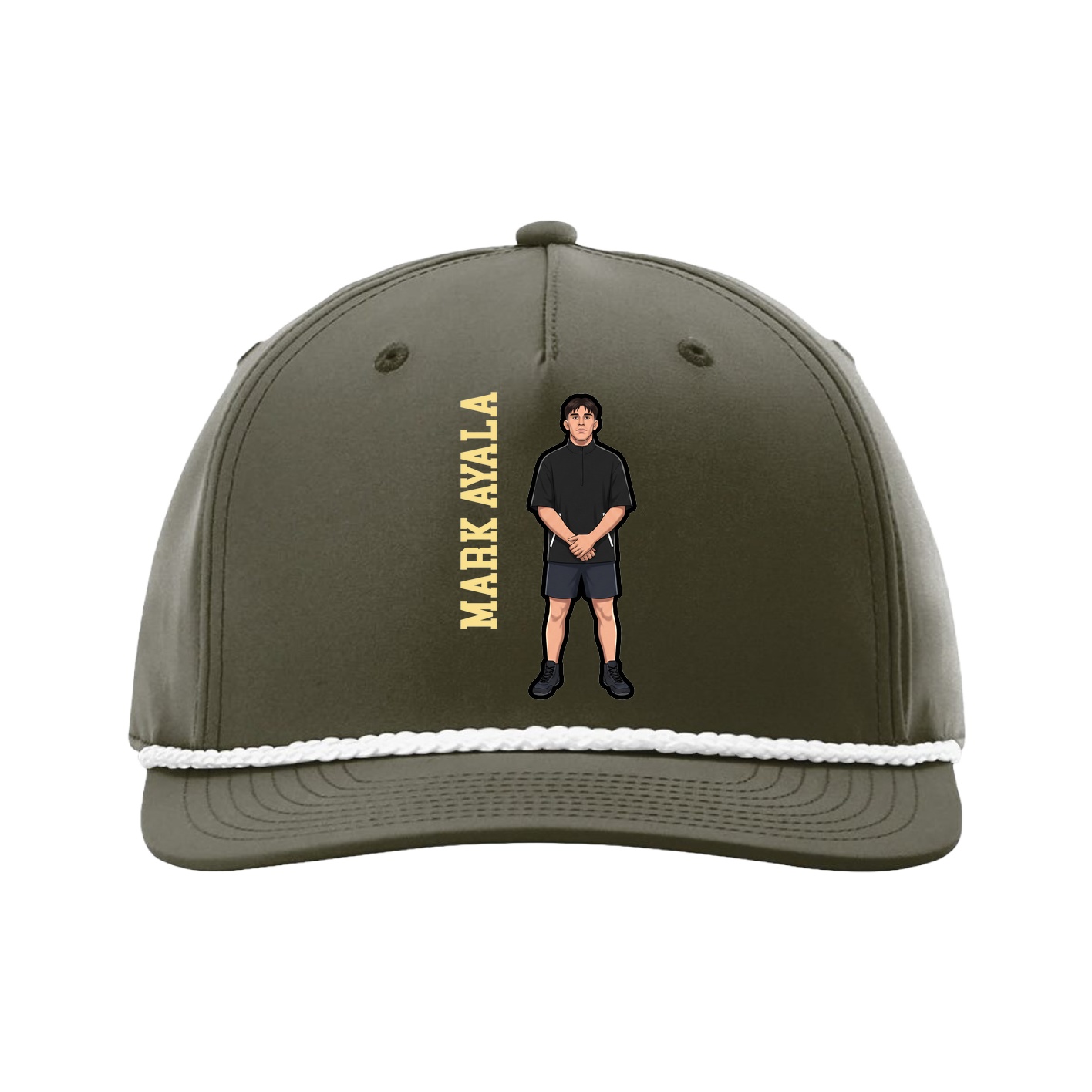 Five-Panel Classic Rope Cap — Name Vertical in Green