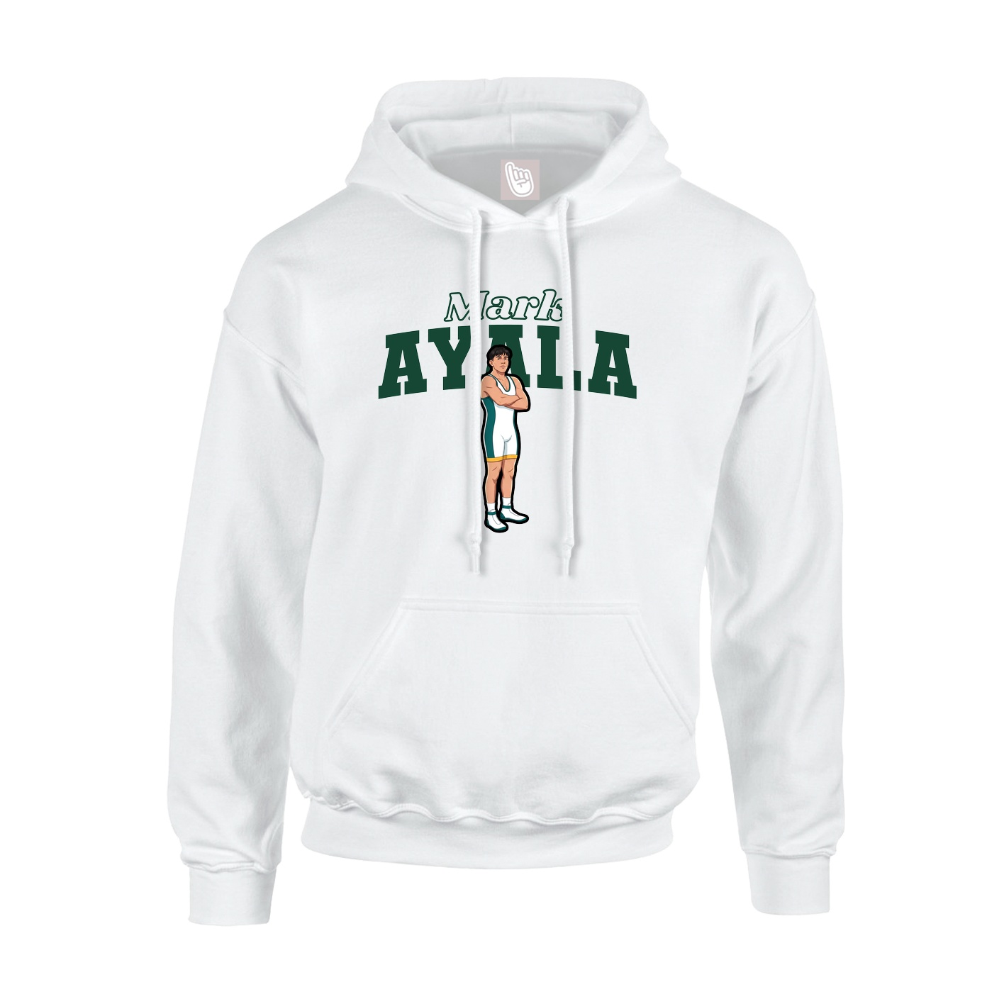 Youth Hoodie — Name Arch in White