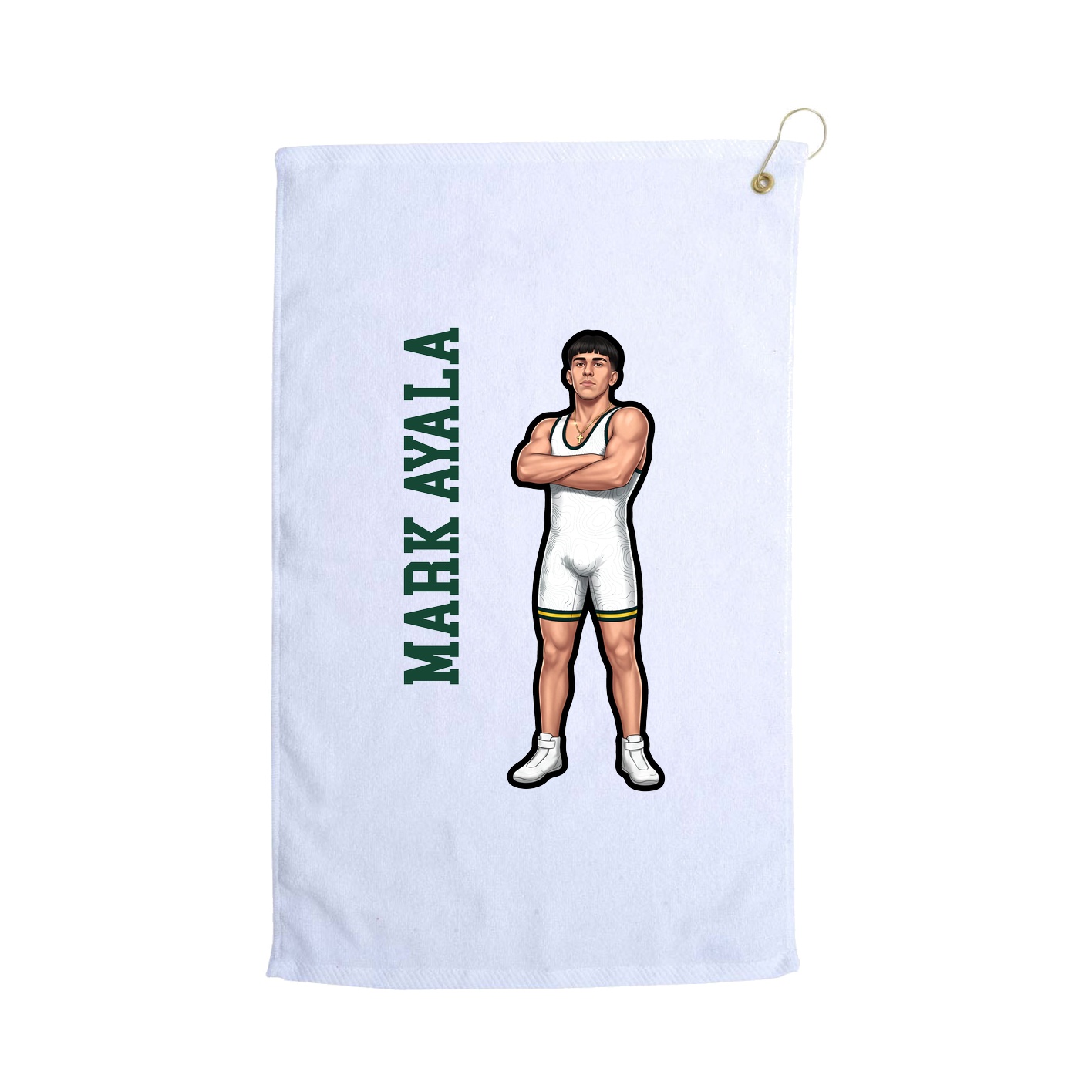 Golf Towel — Name Vertical in White