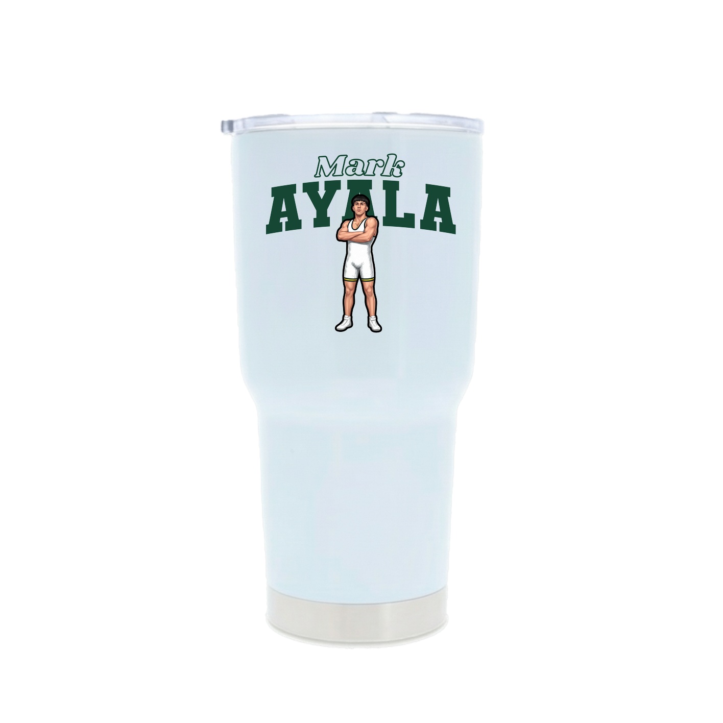 30oz Stainless Steel Tumbler — Name Arch in White