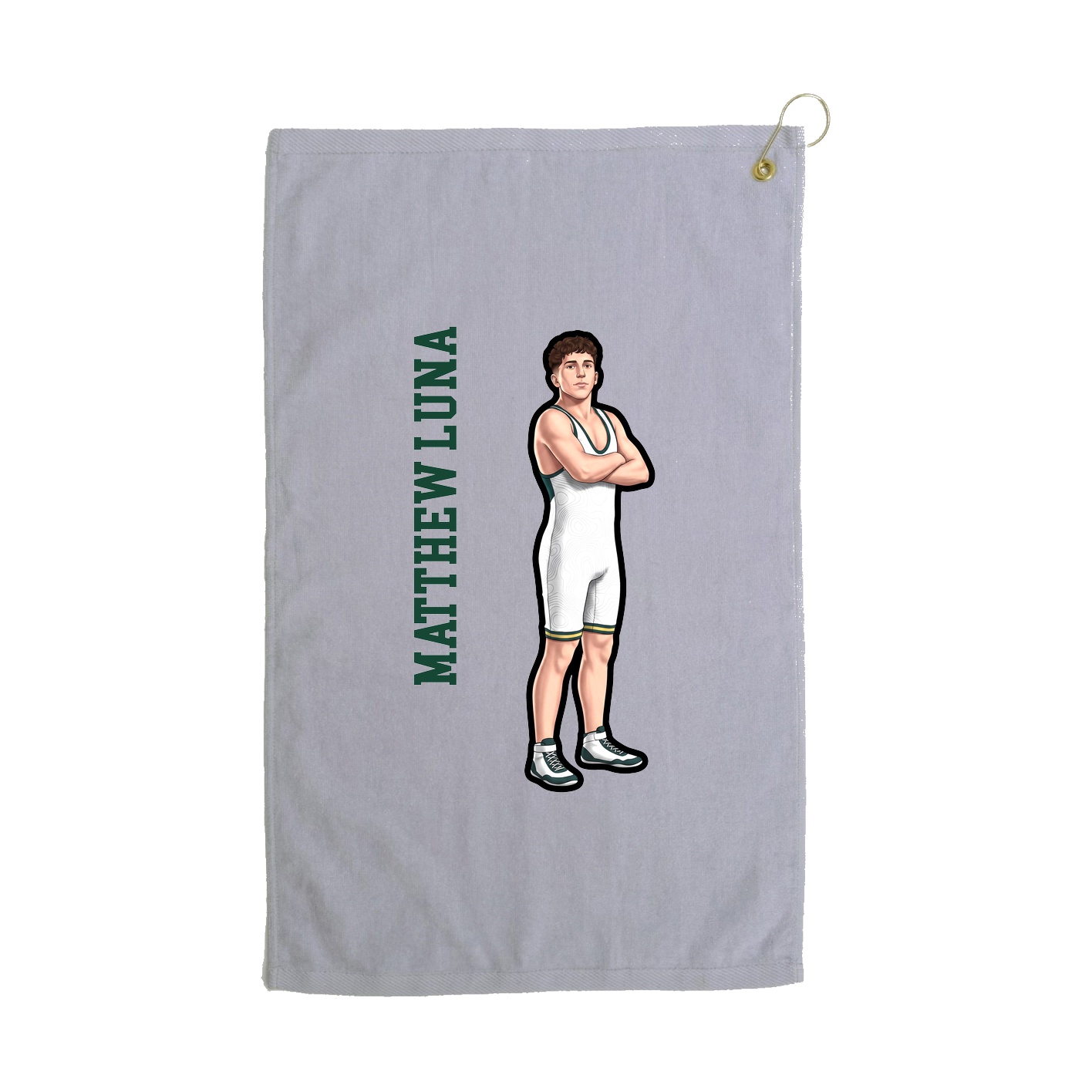 Golf Towel — Name Vertical in Grey