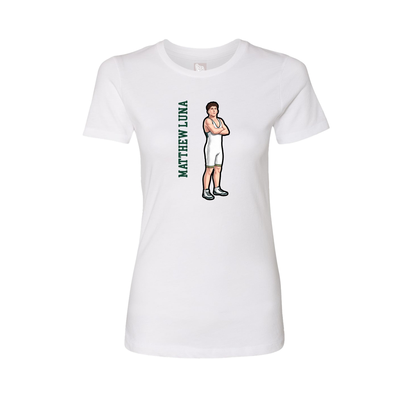 Fitted Women's Tee — Name Vertical in White