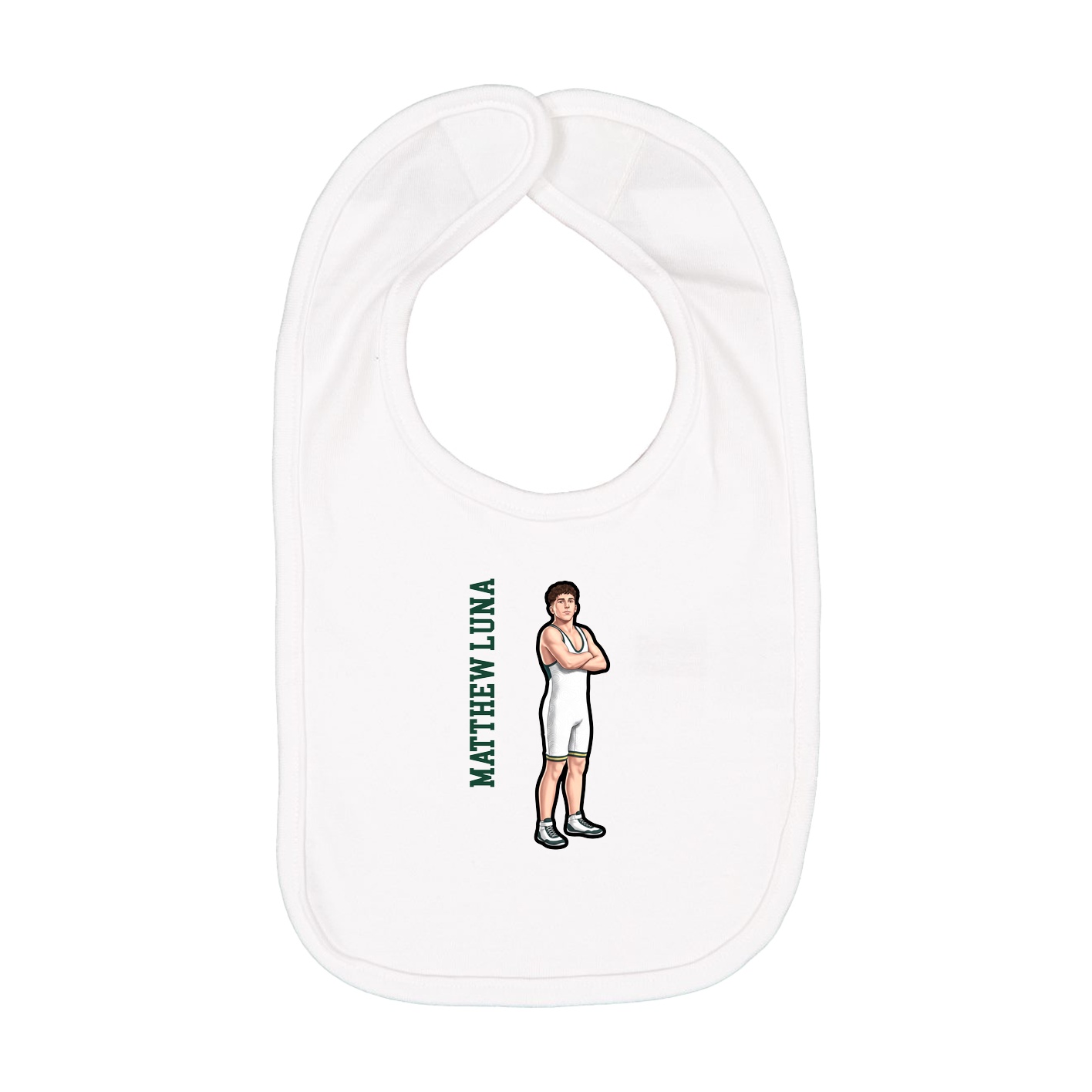 Infant Bib — Name Vertical in White