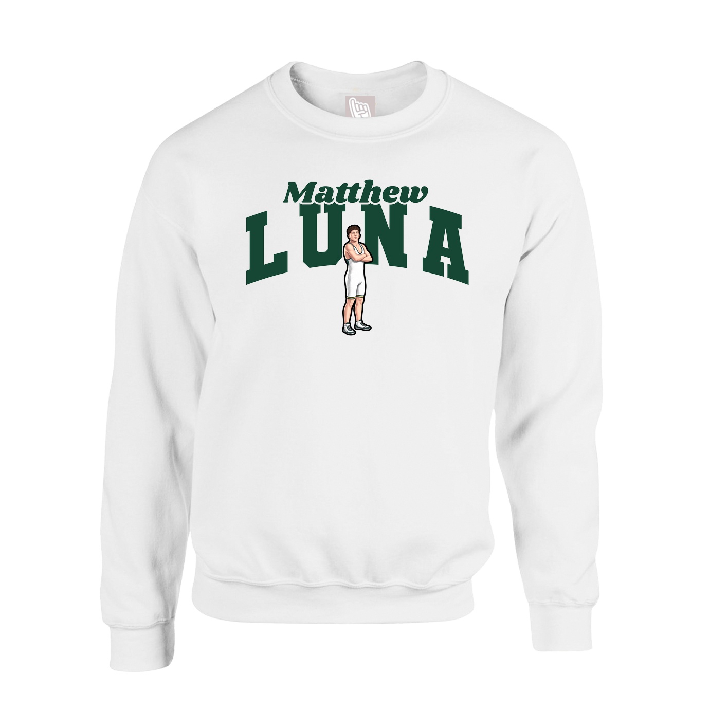 Fleece Crew — Signature Arch in White