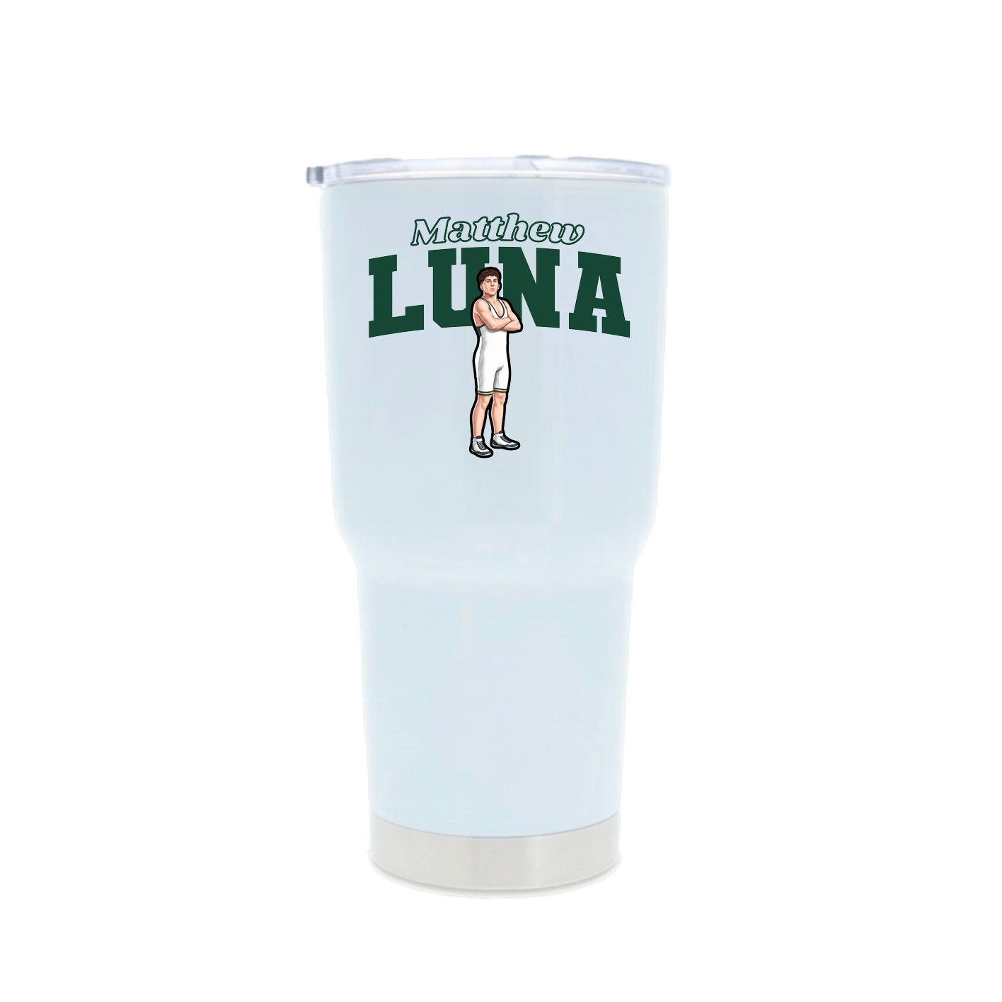 30oz Stainless Steel Tumbler — Name Arch in White