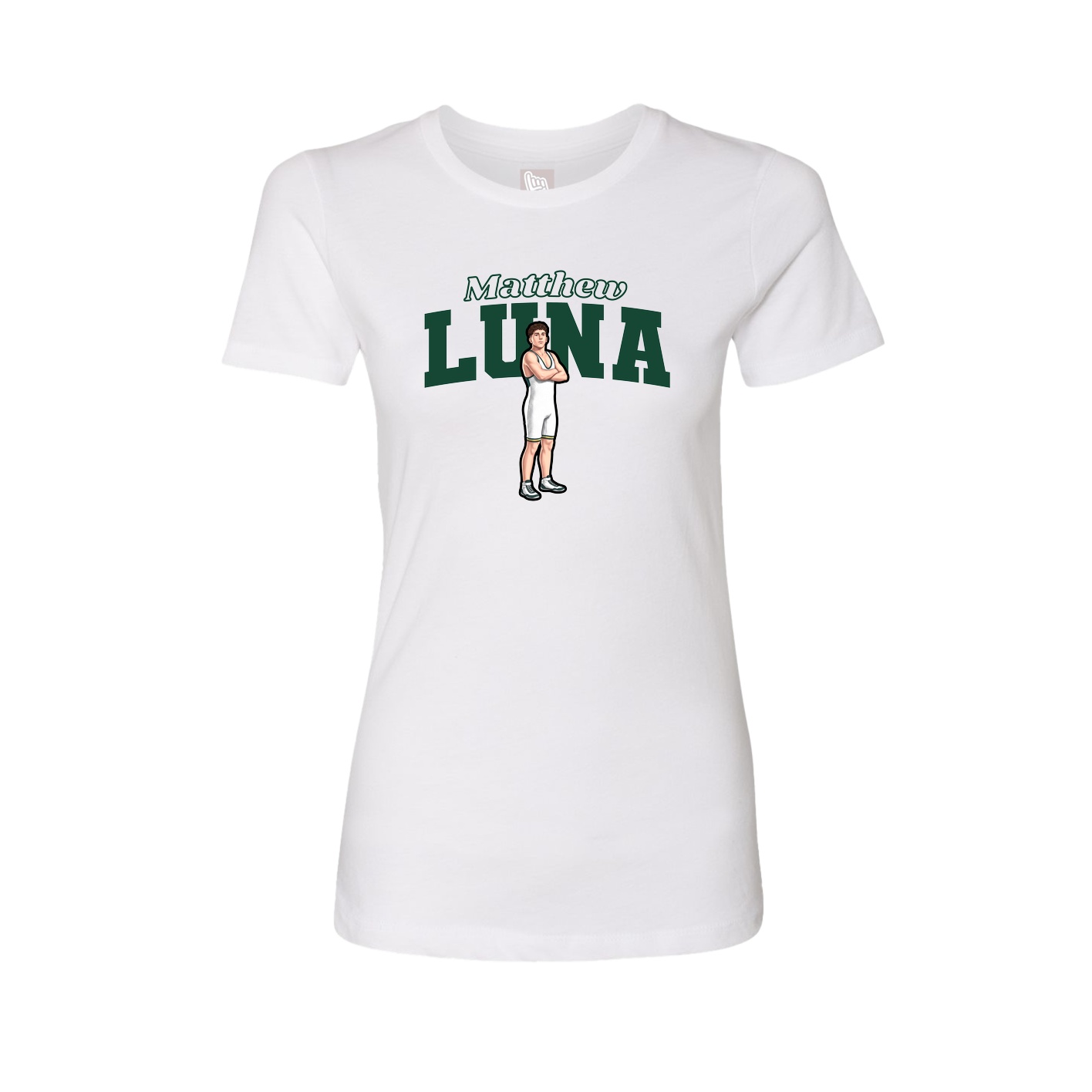 Fitted Women's Tee — Name Arch in White