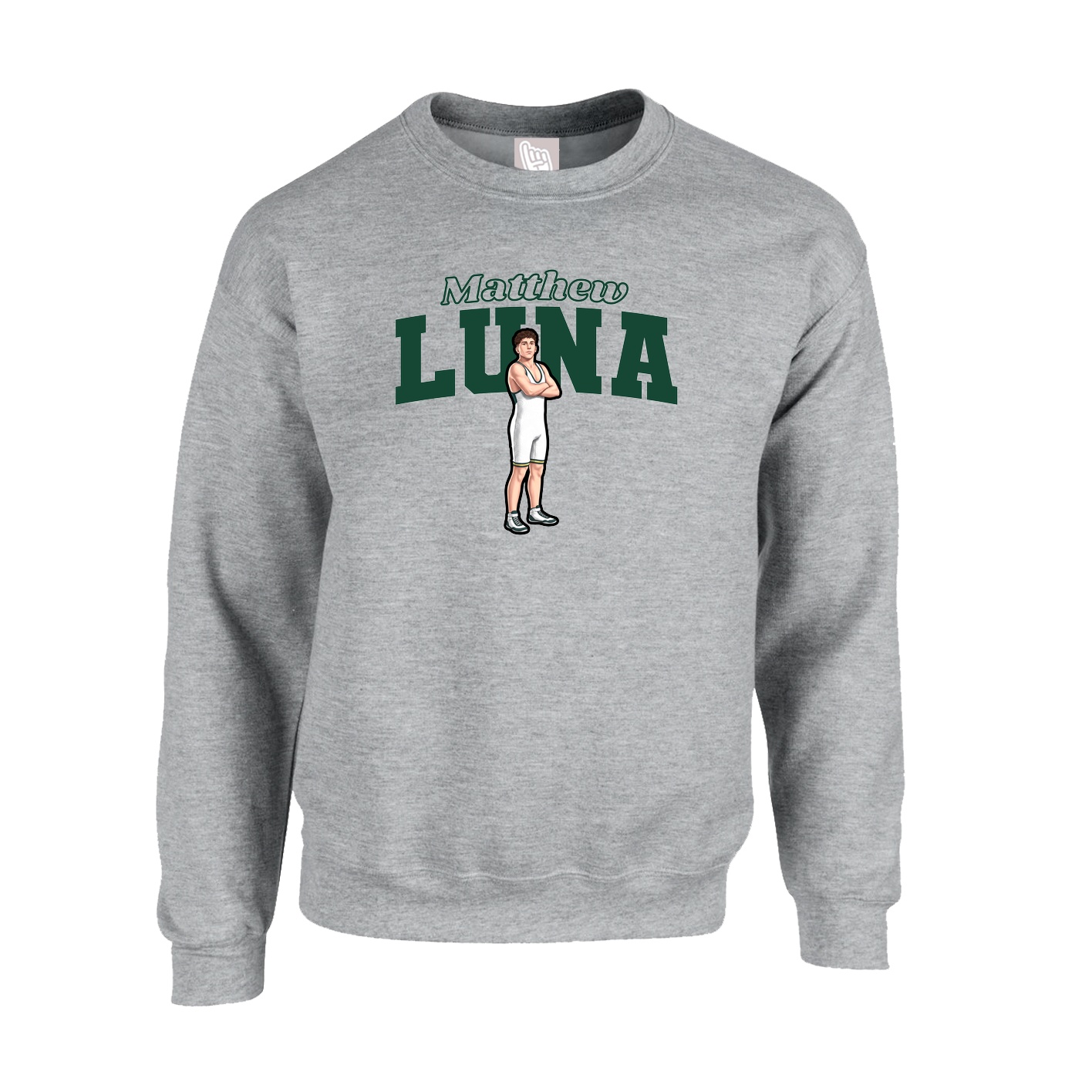 Fleece Crew — Name Arch in Grey