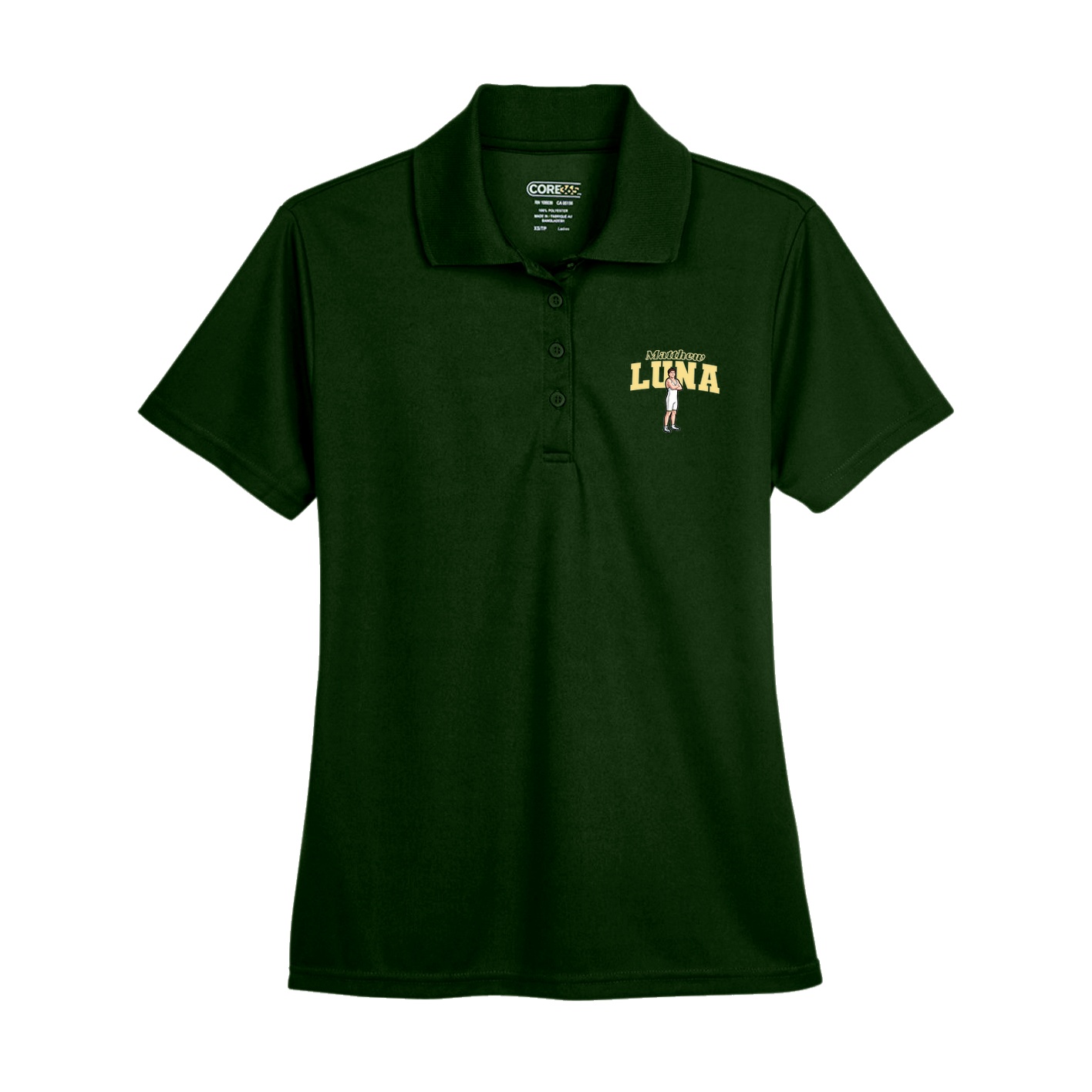 Womens Performance Polo — Name Arch in Green
