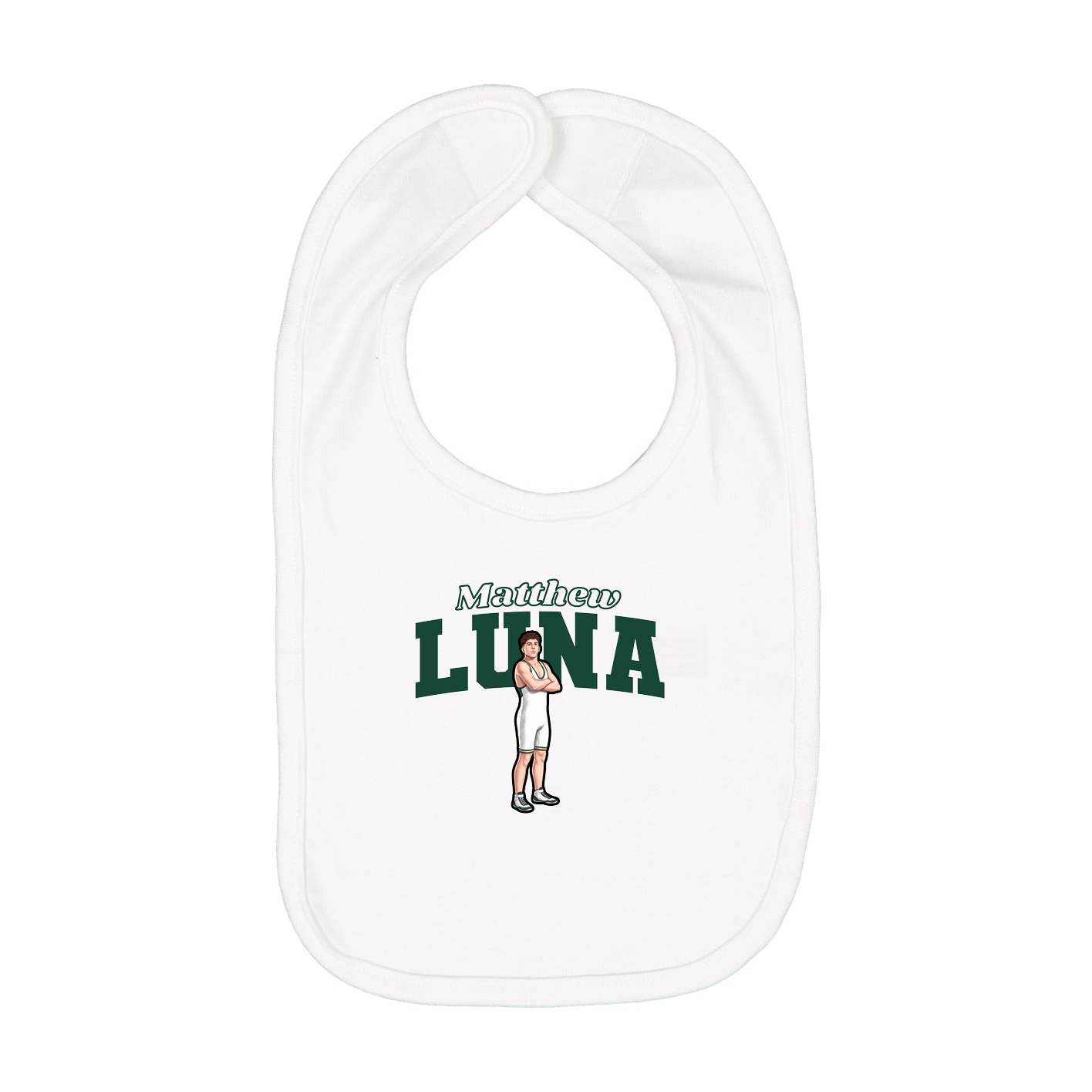 Infant Bib — Name Arch in White