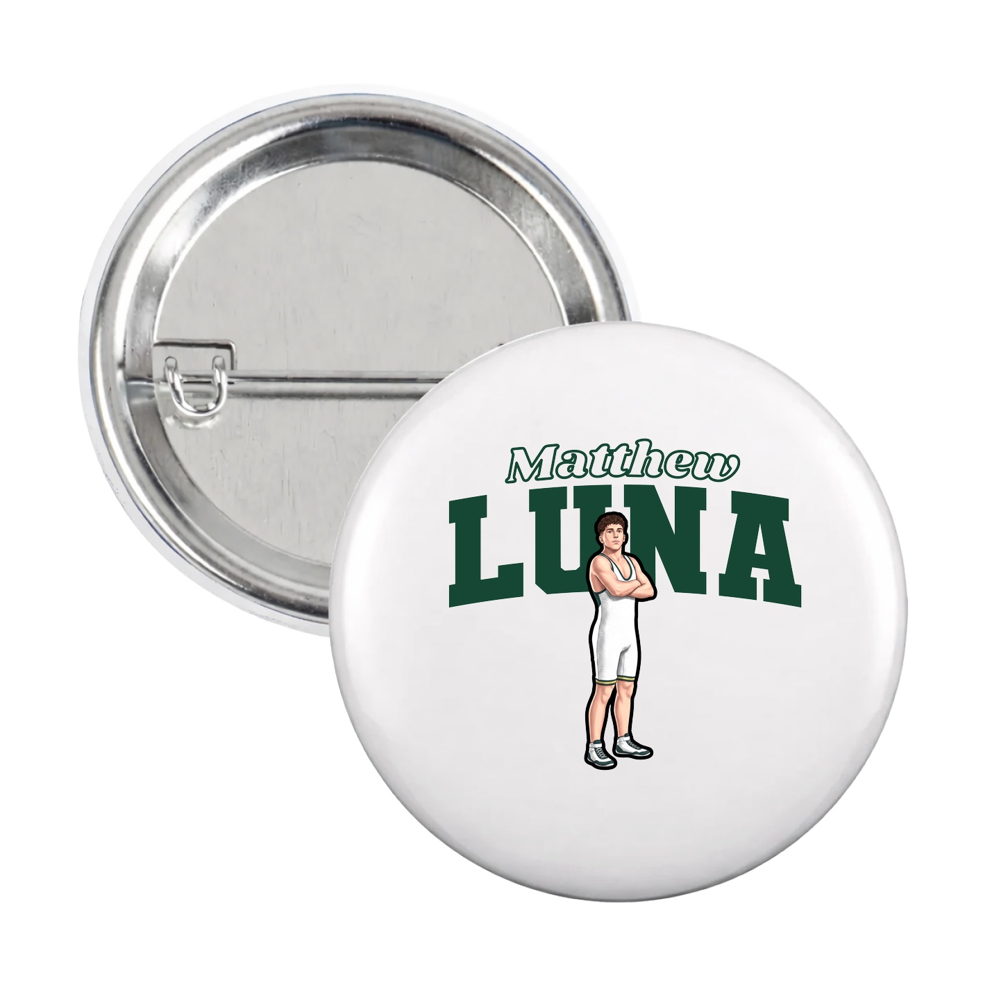 Game Day Button — Name Arch in White