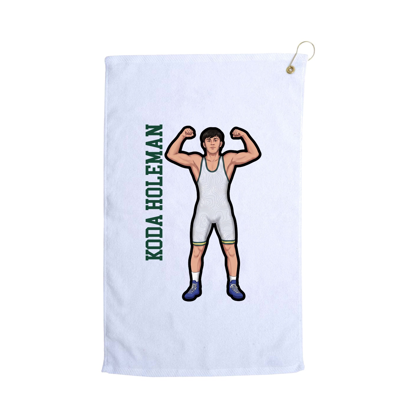 Golf Towel — Name Vertical in White