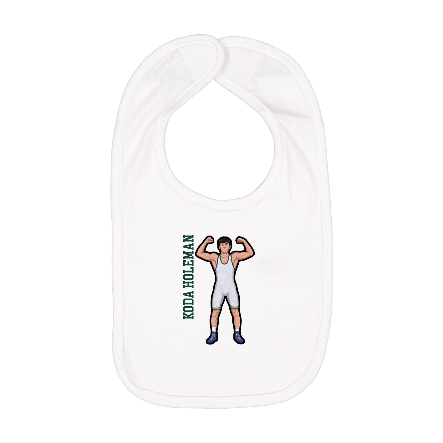 Infant Bib — Name Vertical in White