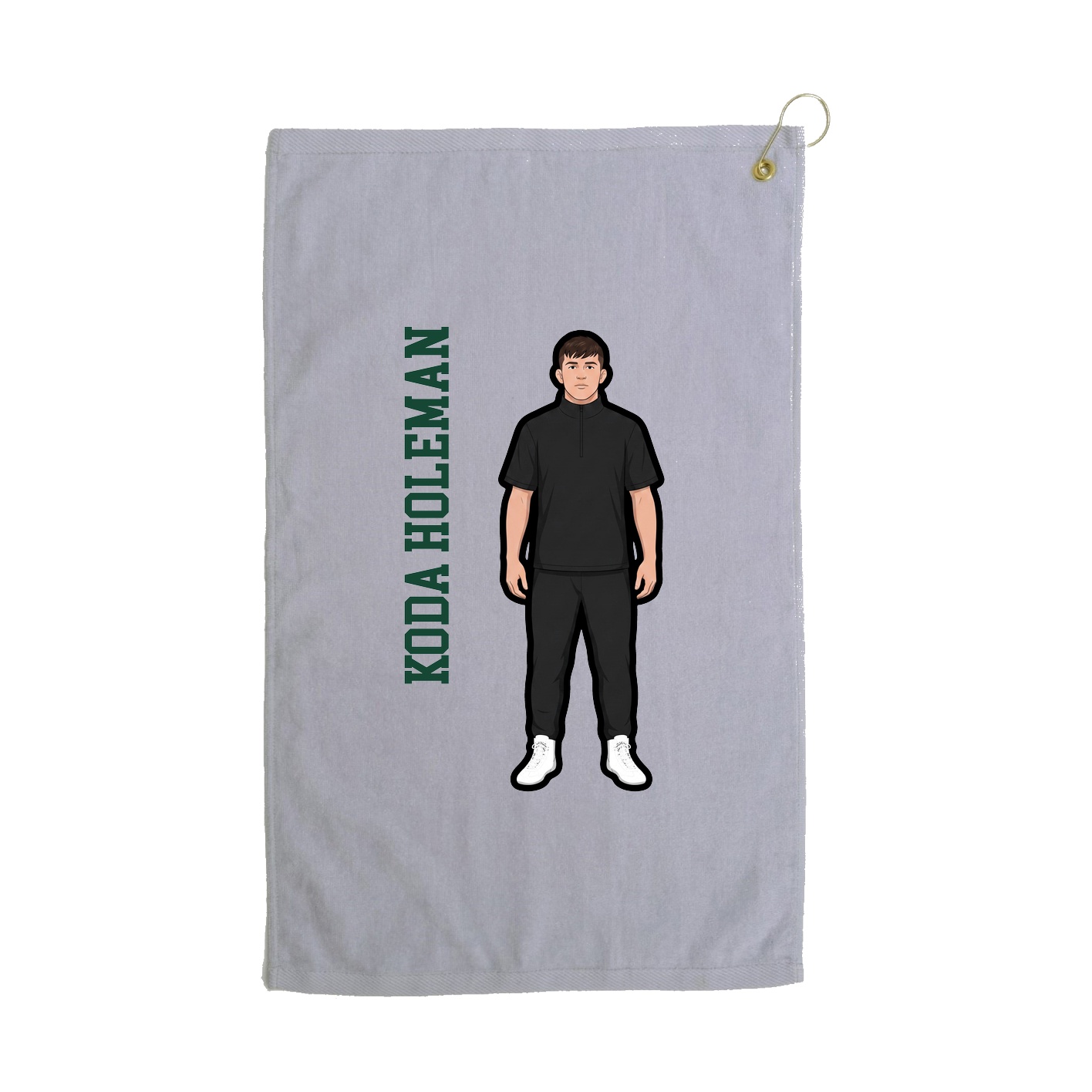 Golf Towel — Name Vertical in Grey