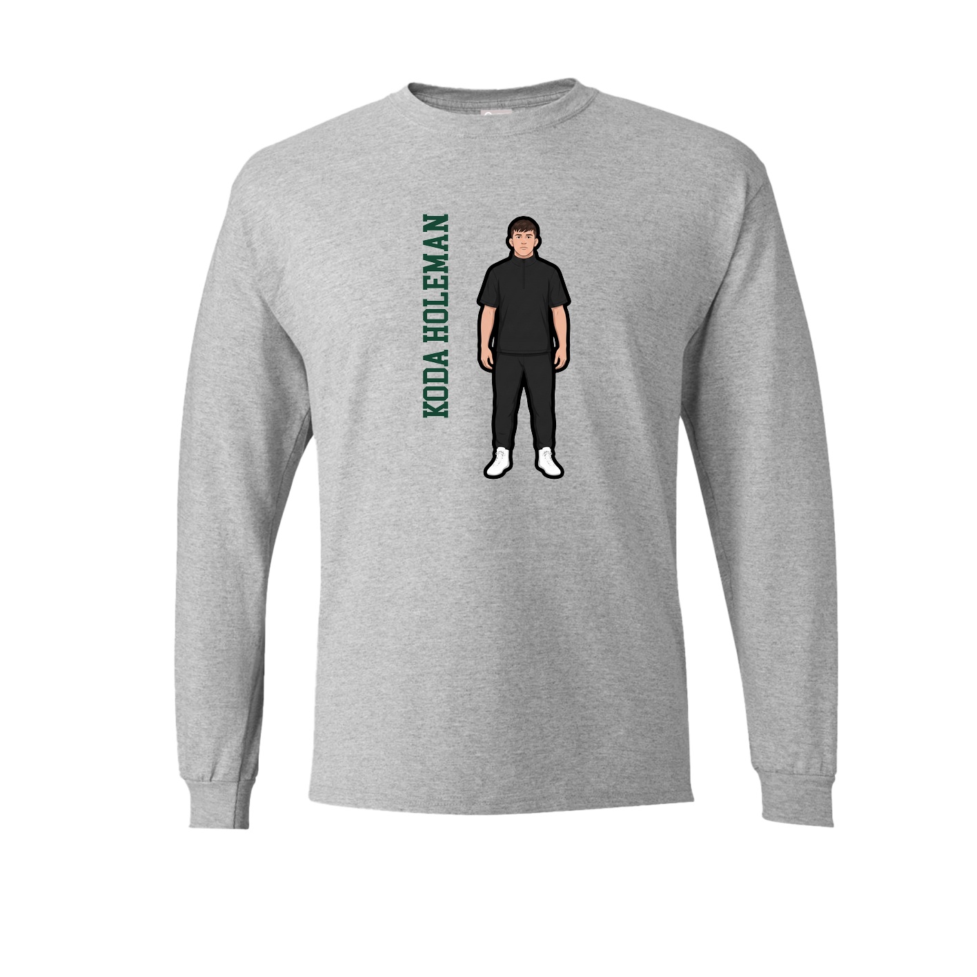 Long Sleeve Tee — Name Vertical in Grey