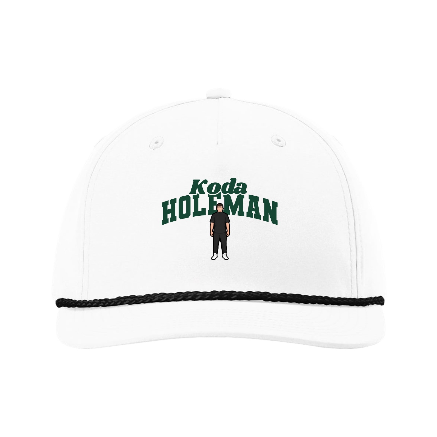 Five-Panel Classic Rope Cap — Signature Arch in White