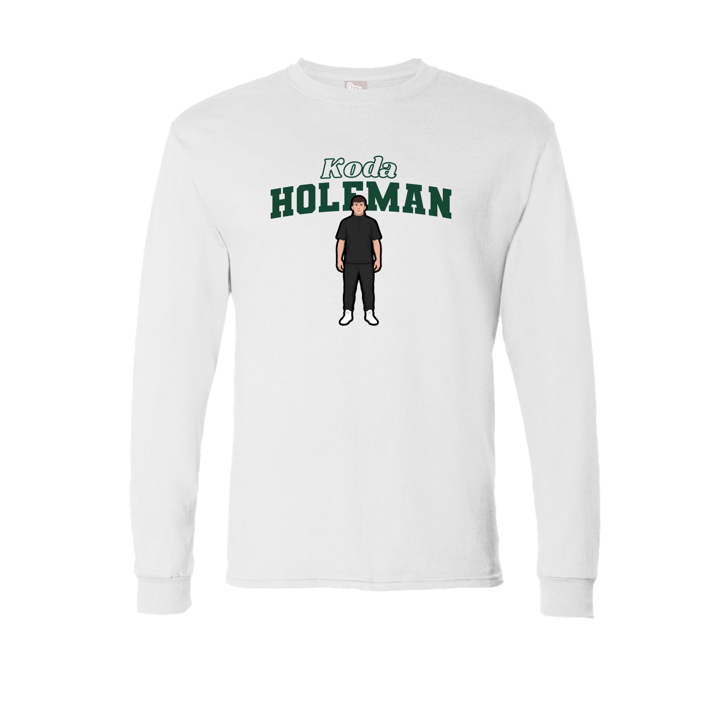 Long Sleeve Tee — Name Arch in White