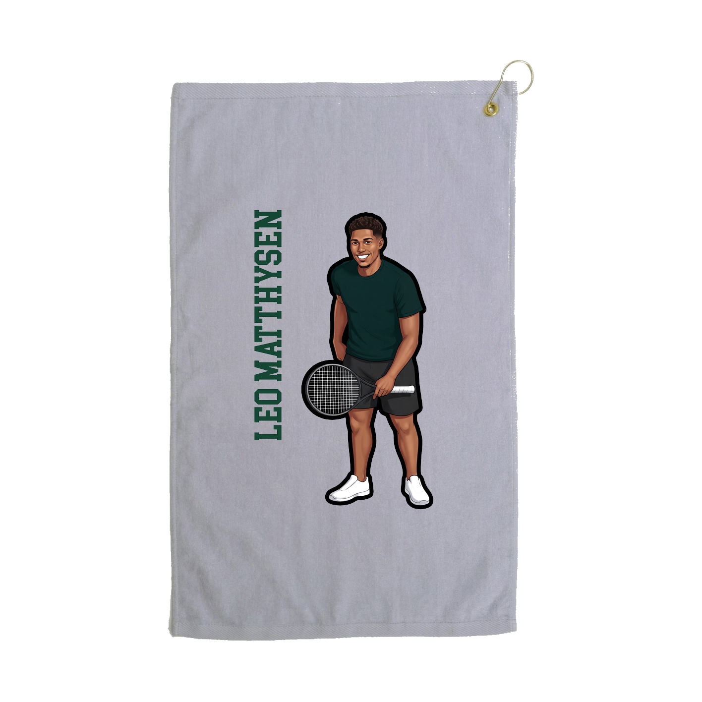 Golf Towel — Name Vertical in Grey