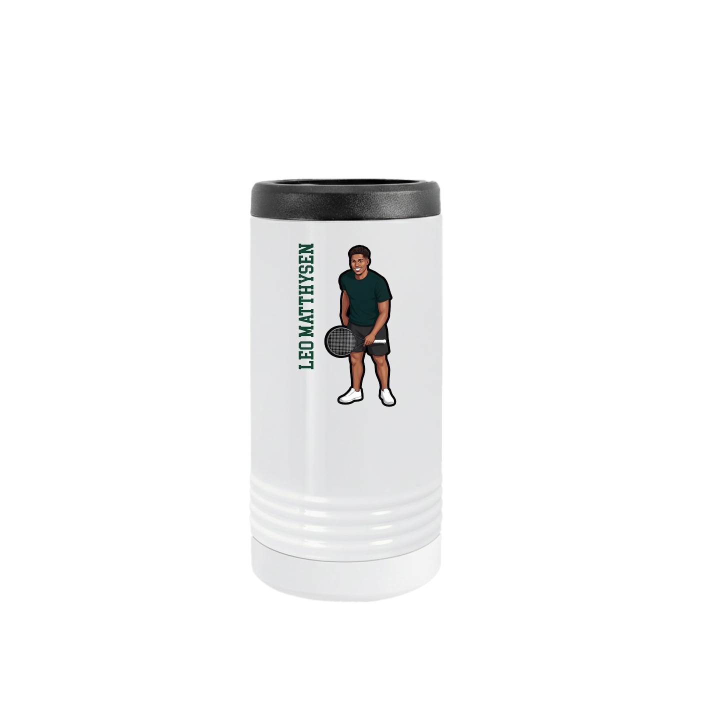 Slim Beverage Holder — Name Vertical in White