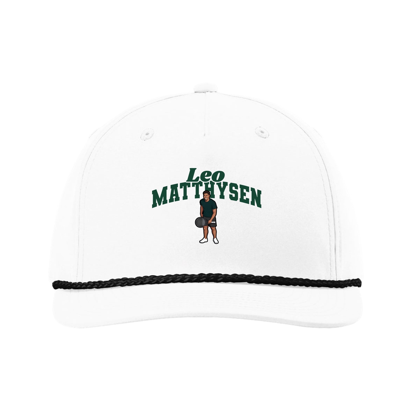 Five-Panel Classic Rope Cap — Signature Arch in White