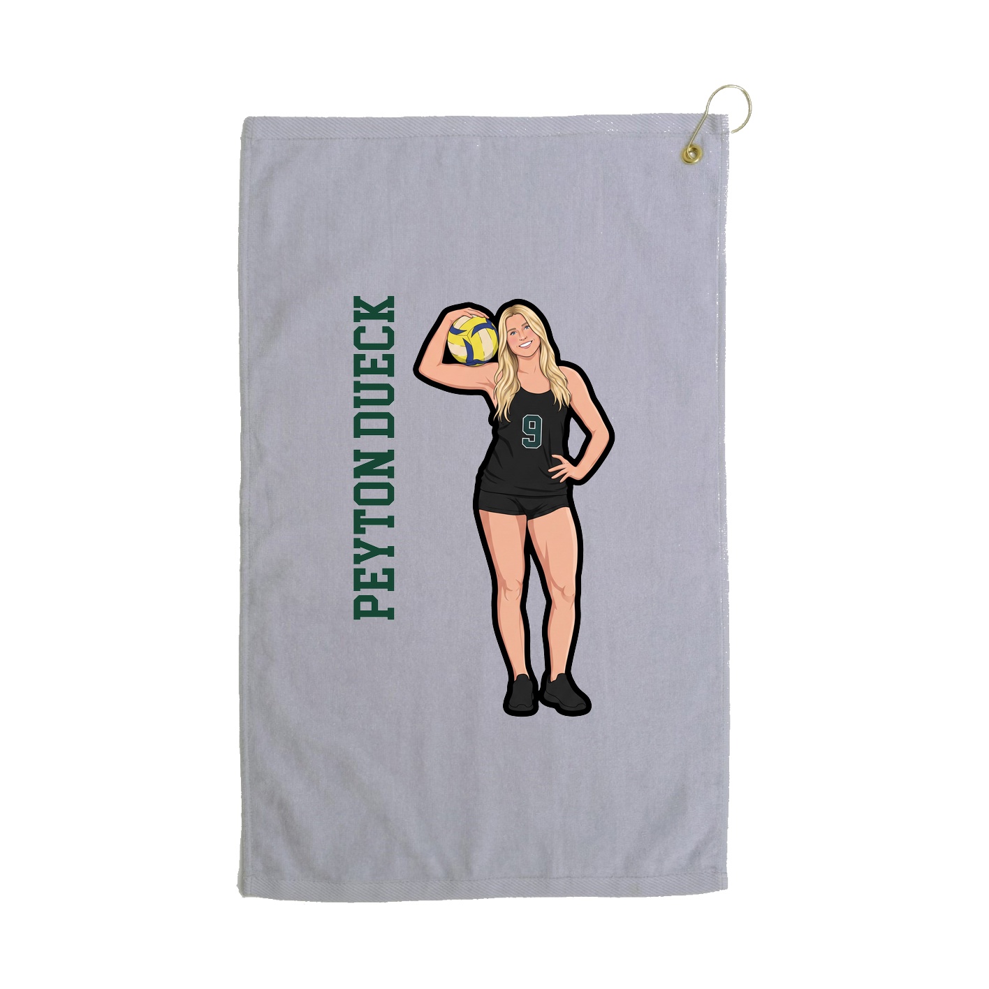 Golf Towel — Name Vertical in Grey