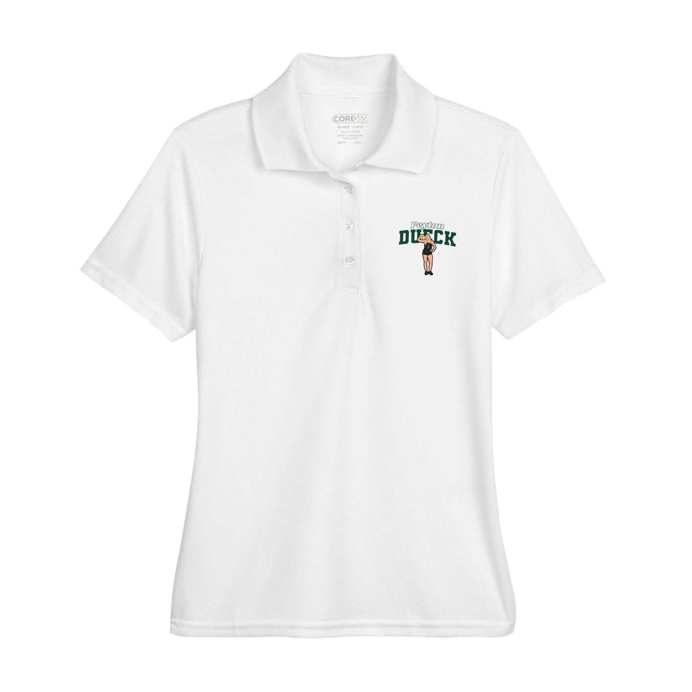 Womens Performance Polo — Name Arch in White