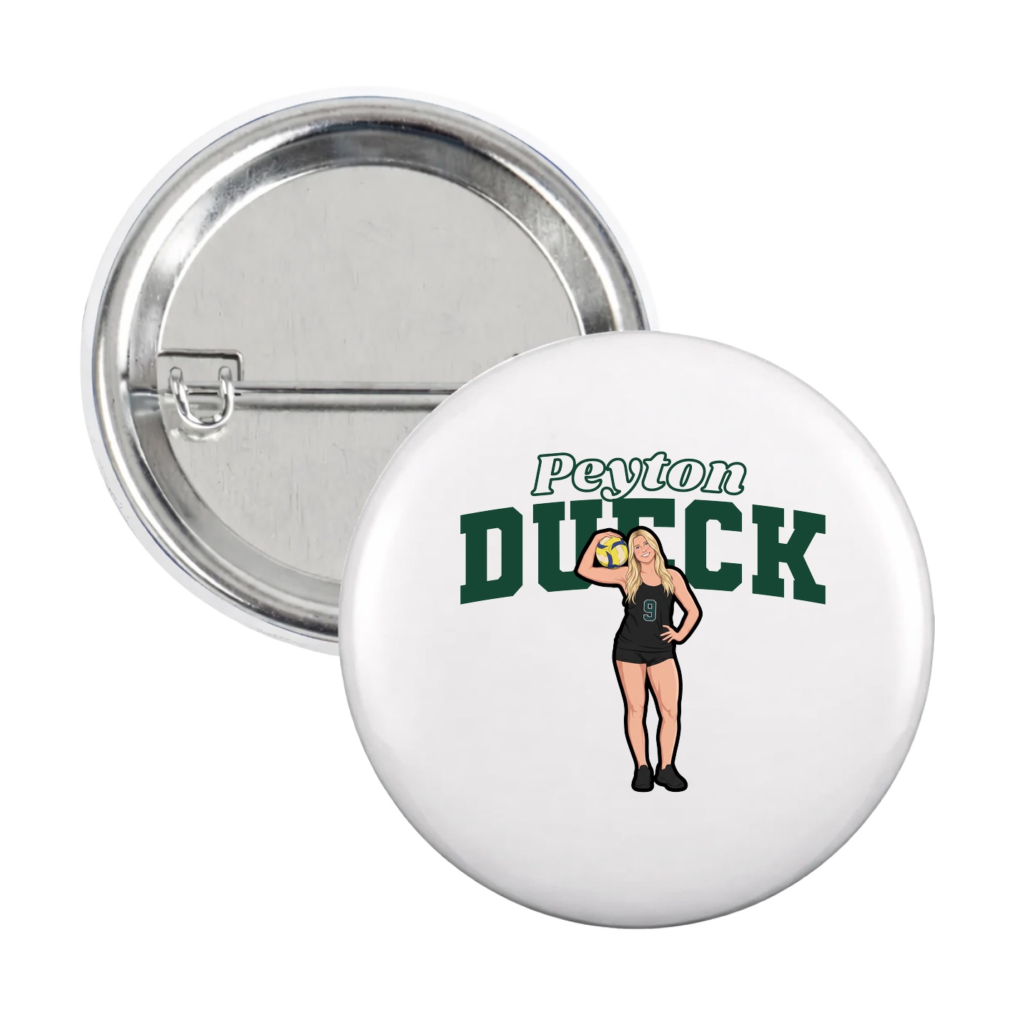 Game Day Button — Name Arch in White