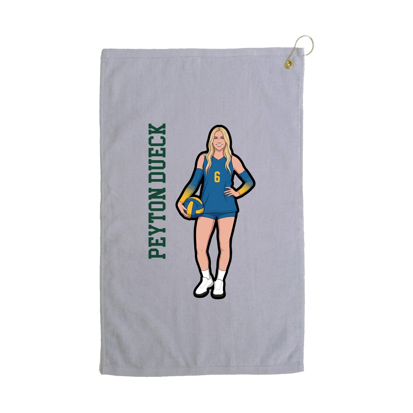 Golf Towel — Name Vertical in Grey