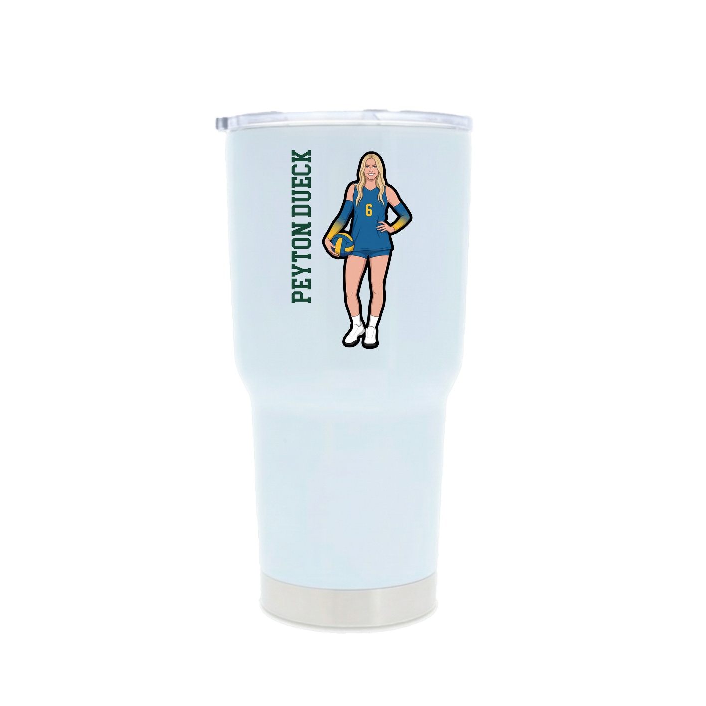 30oz Stainless Steel Tumbler — Name Vertical in White