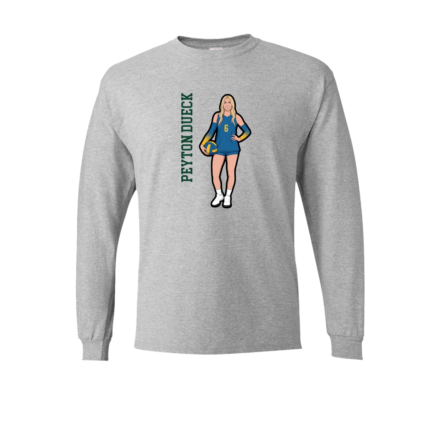 Long Sleeve Tee — Name Vertical in Grey