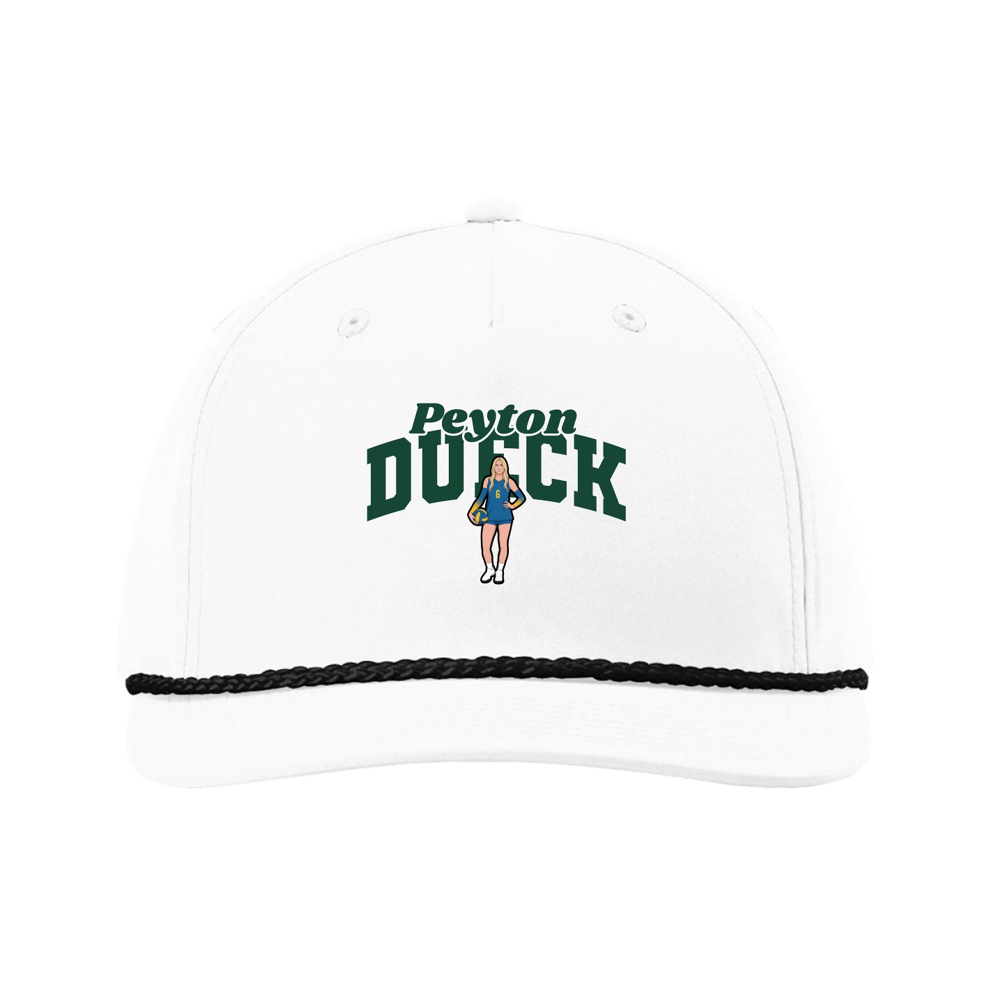 Five-Panel Classic Rope Cap — Signature Arch in White