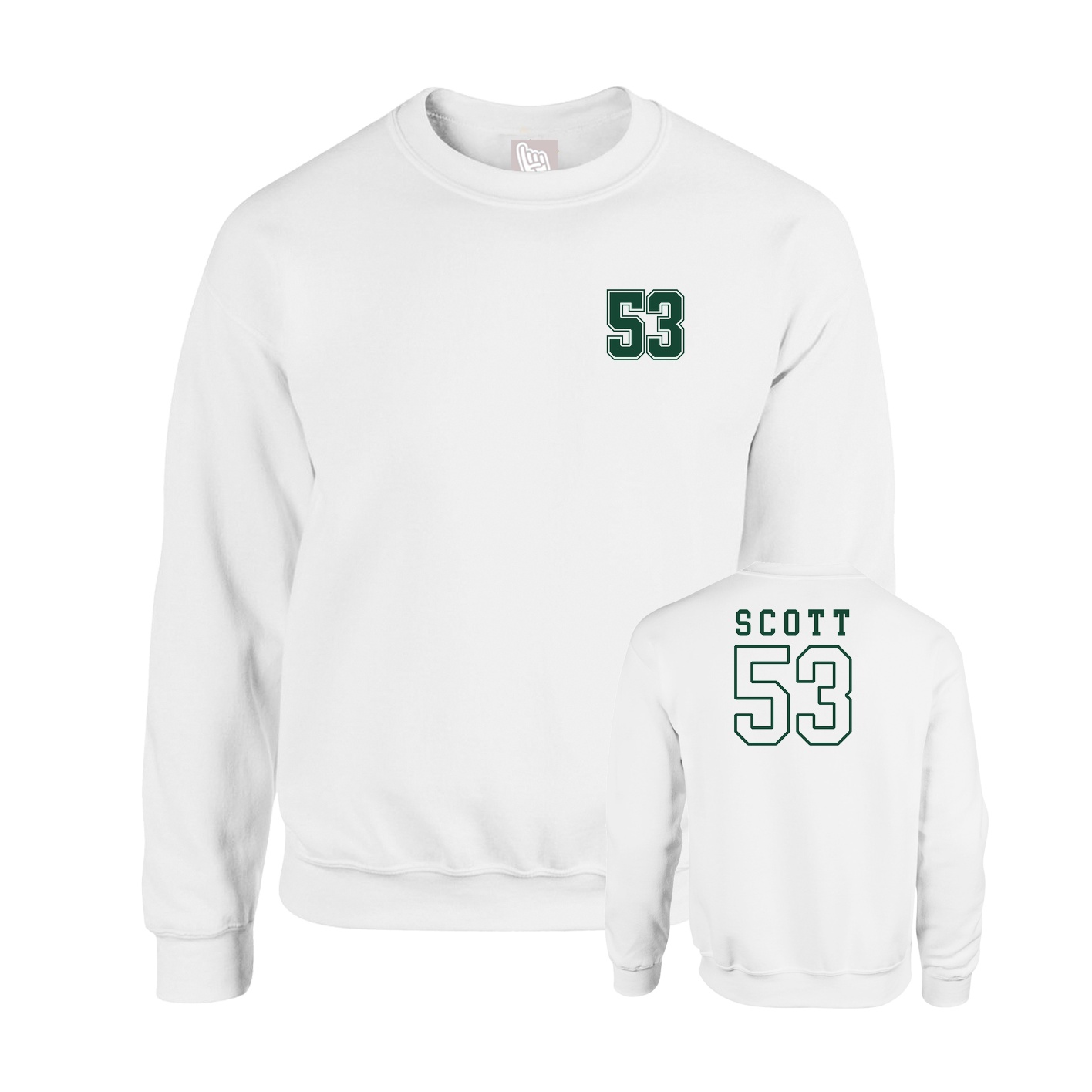 Fleece Crew — Chest Back in White